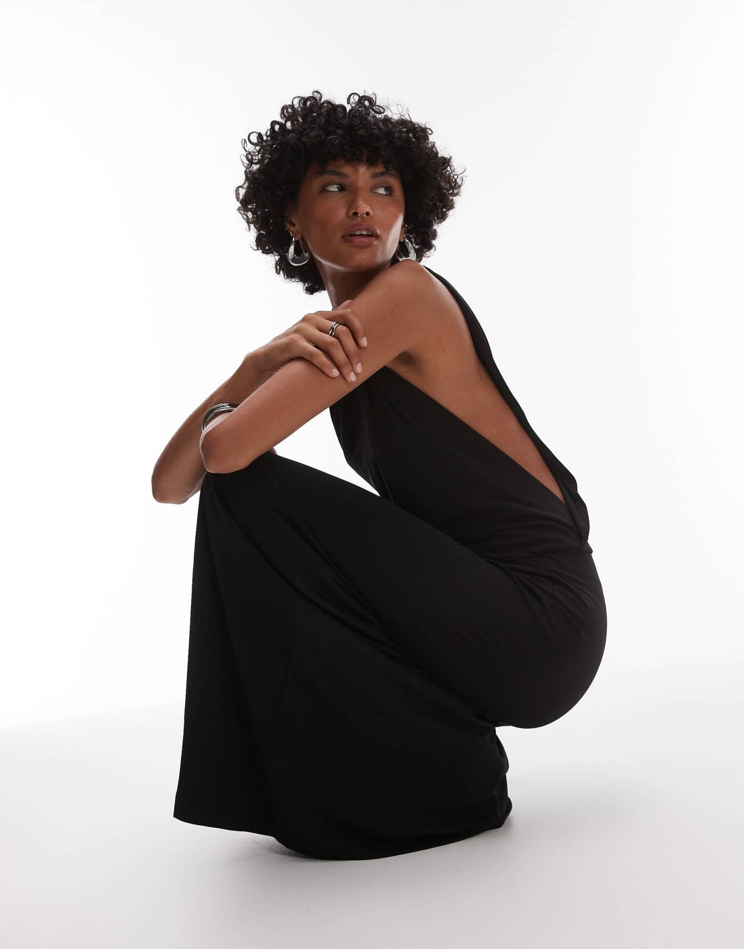 Mango drop side sleeveless maxi dress in black - ASOS Sample Sale