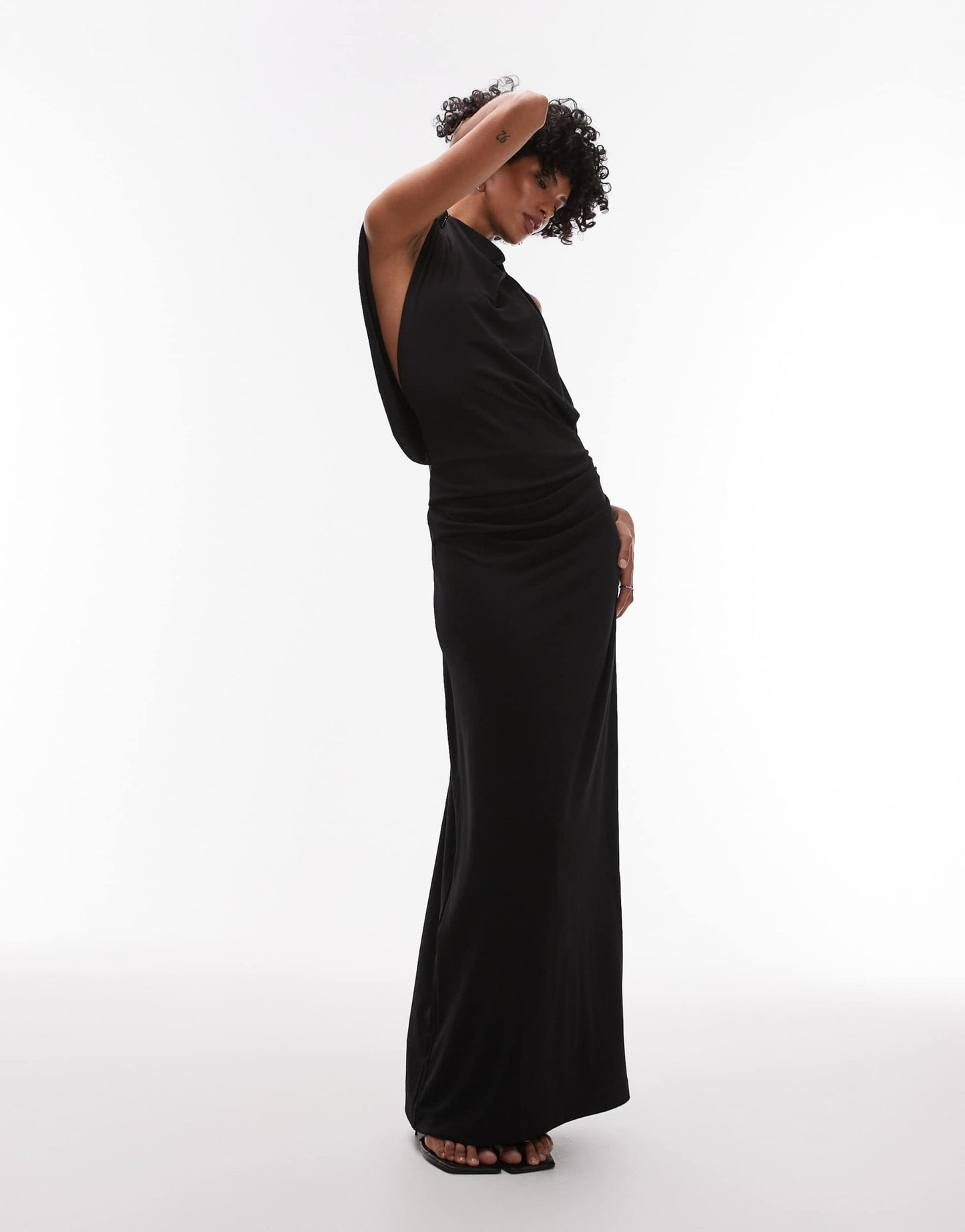 Mango drop side sleeveless maxi dress in black - ASOS Sample Sale