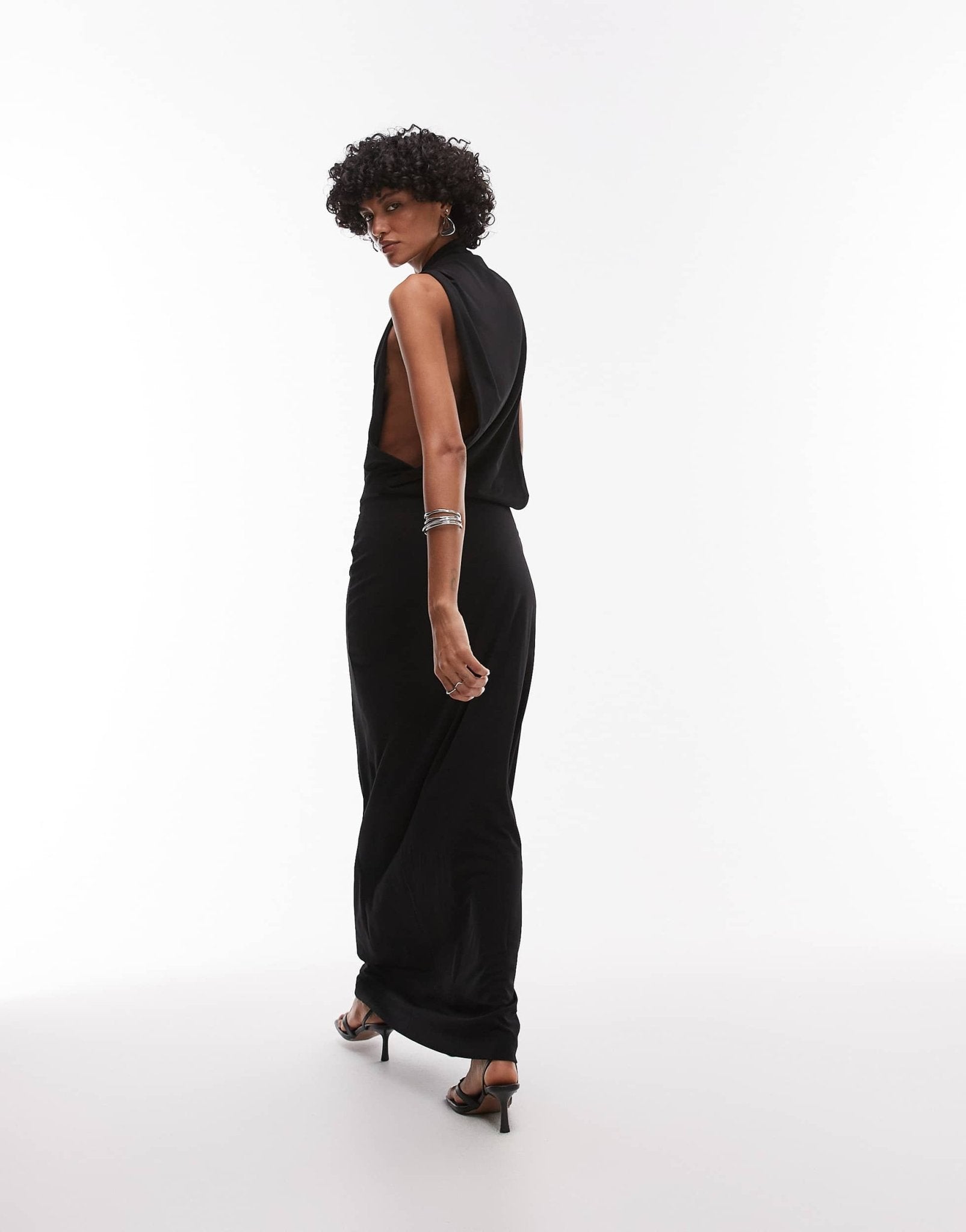 Mango drop side sleeveless maxi dress in black - ASOS Sample Sale