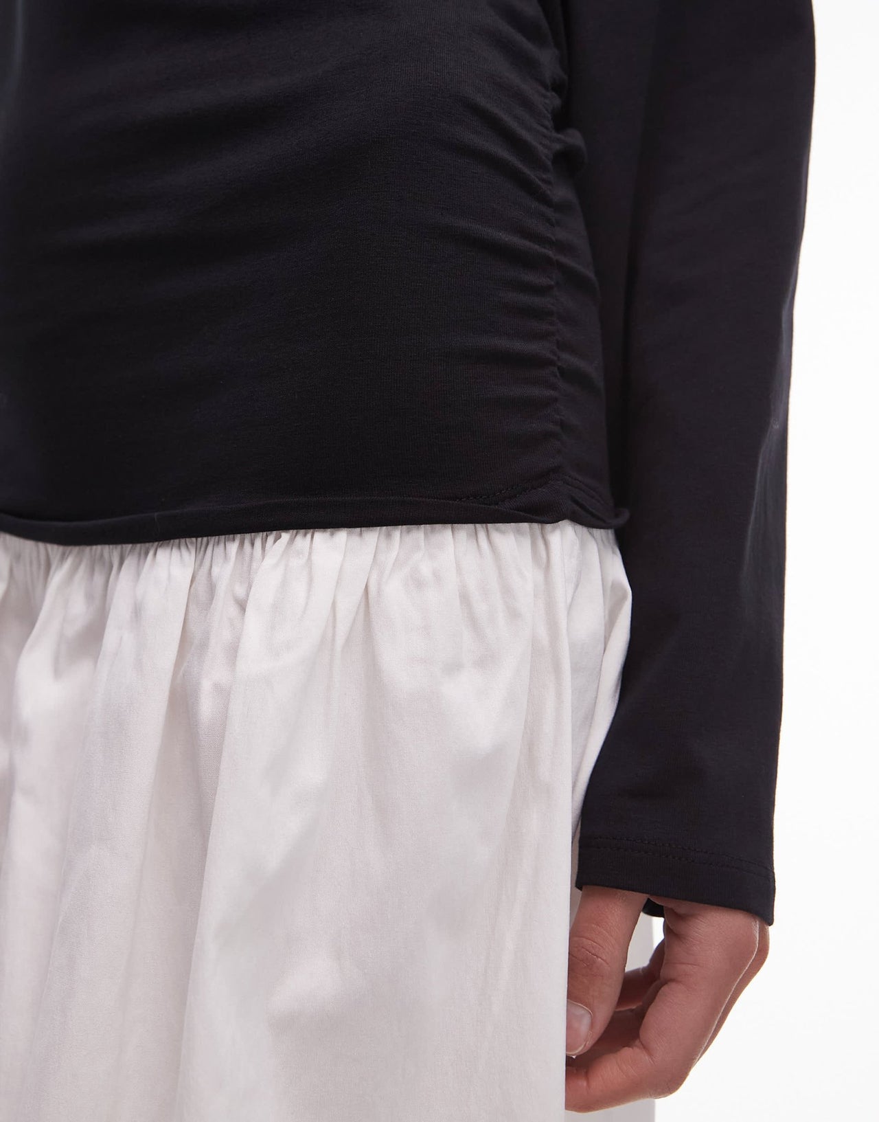 Mango drop waist contrast skirt mini dress in black - ASOS Sample Sale