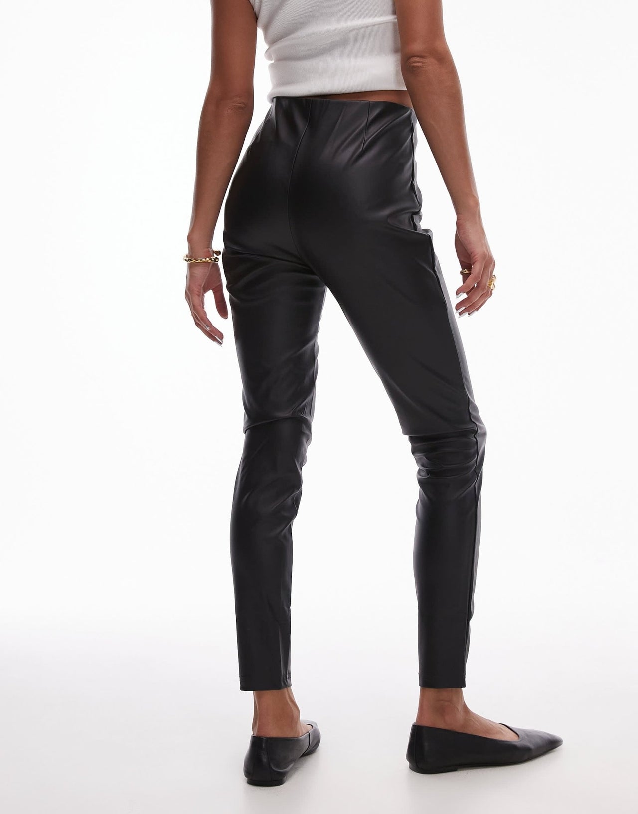 Mango elasticated waist slim fit faux leather legging in black - ASOS Sample Sale