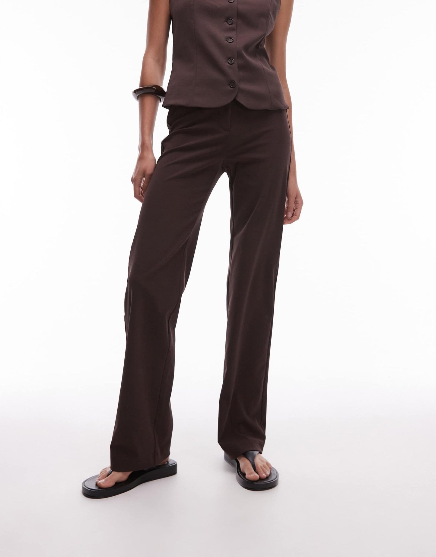 Mango elasticated waist stretch trouser co - ord in chocolate - ASOS Sample Sale
