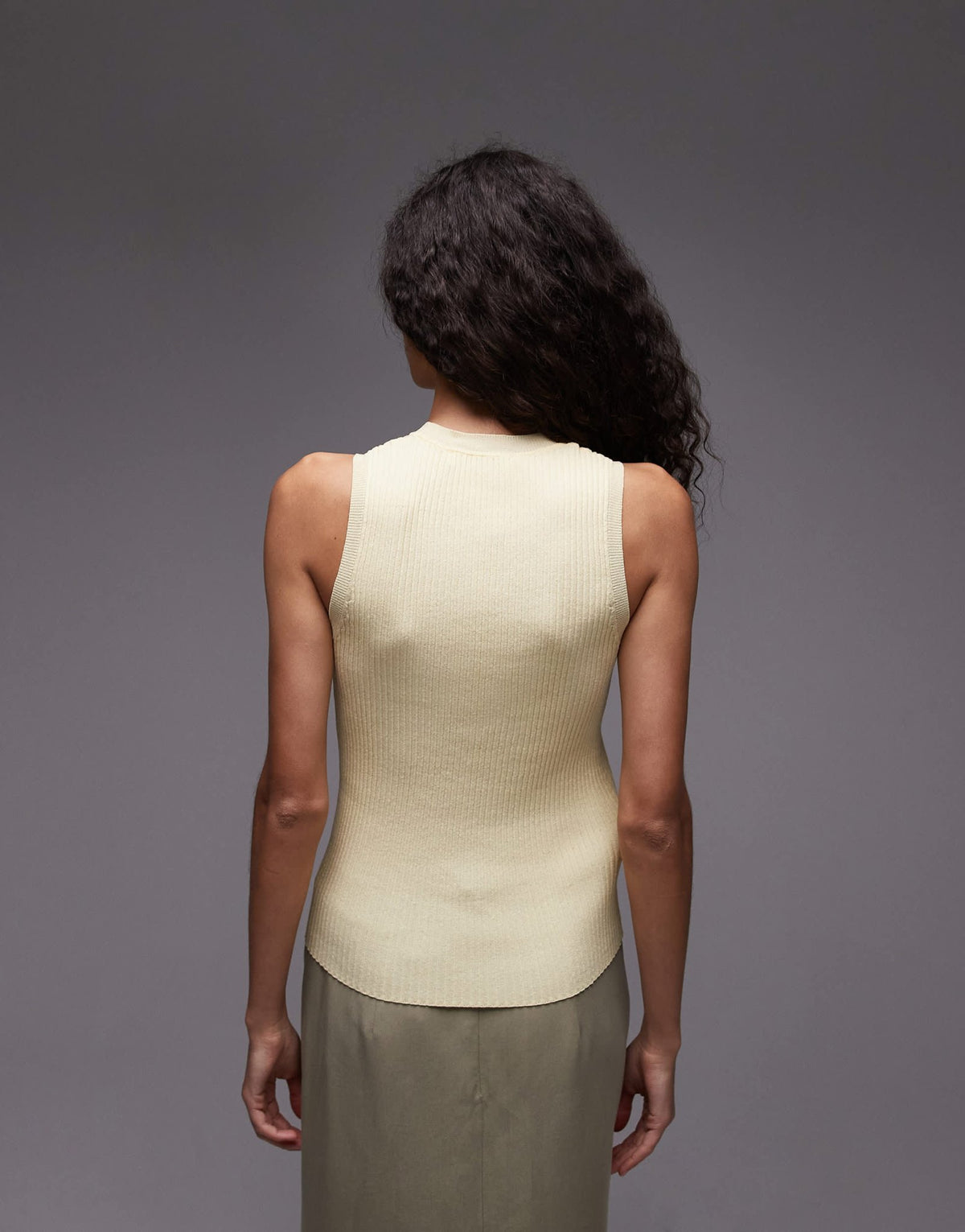 Mango fine rib linen mix vest in pale yellow - ASOS Sample Sale