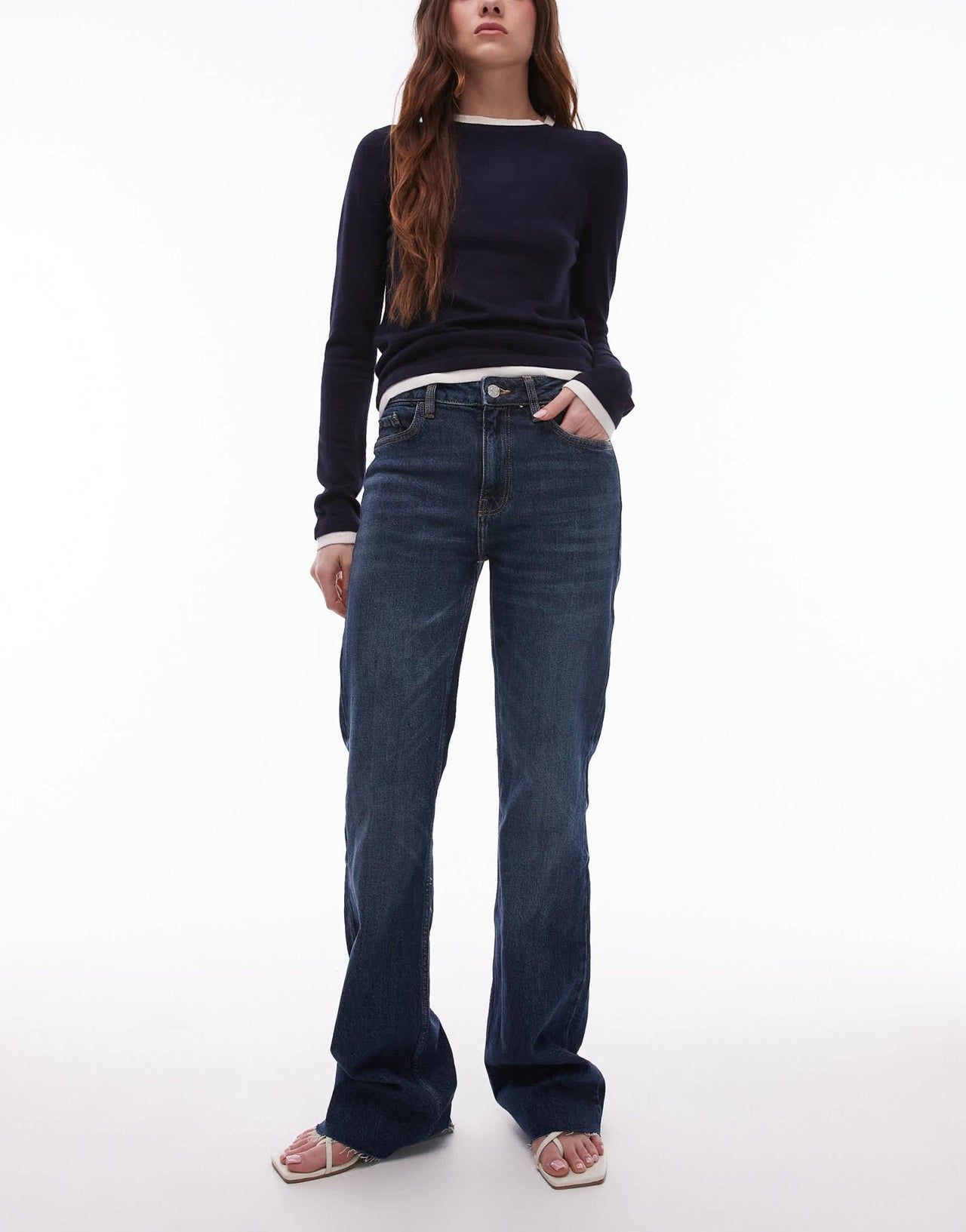 Mango Fiona flare leg jean in indigo blue - ASOS Sample Sale