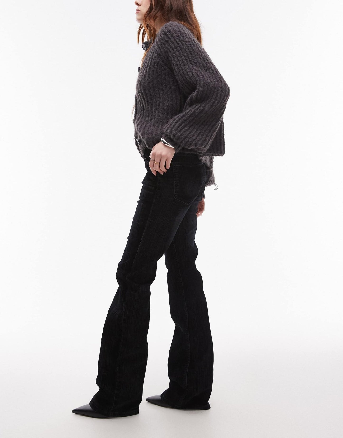 Mango flare leg jeans in dark blue - ASOS Sample Sale