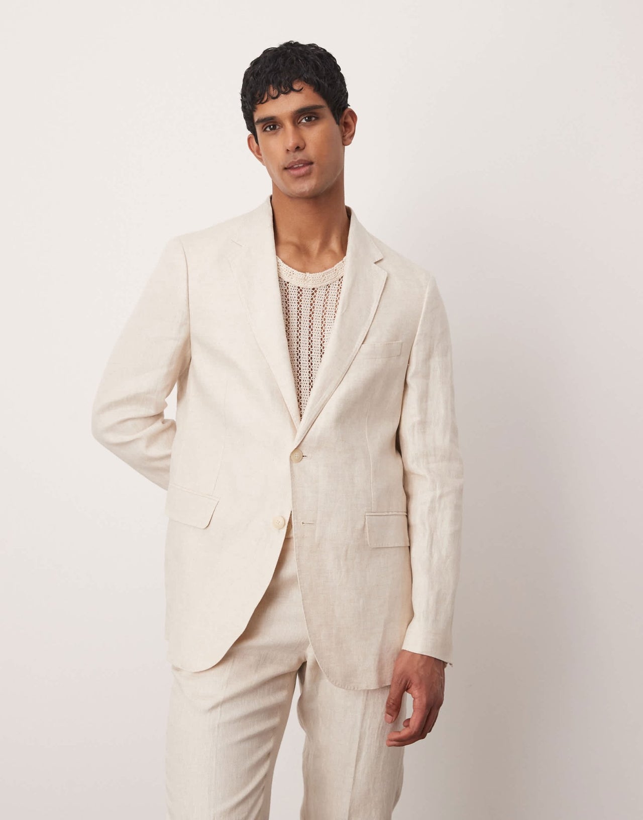 Mango flax linen blazer co - ord in light beige - ASOS Sample Sale