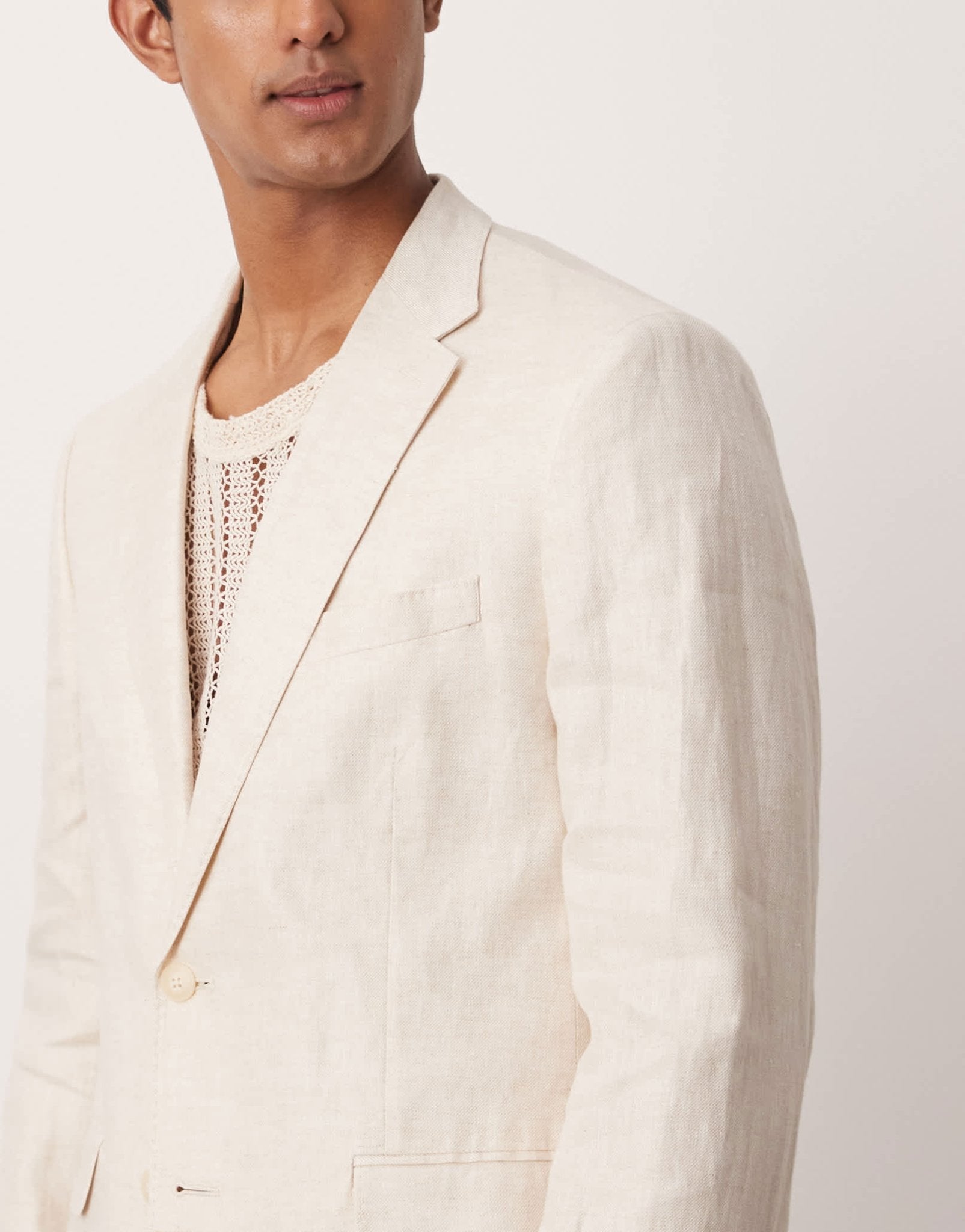 Mango flax linen blazer co - ord in light beige - ASOS Sample Sale