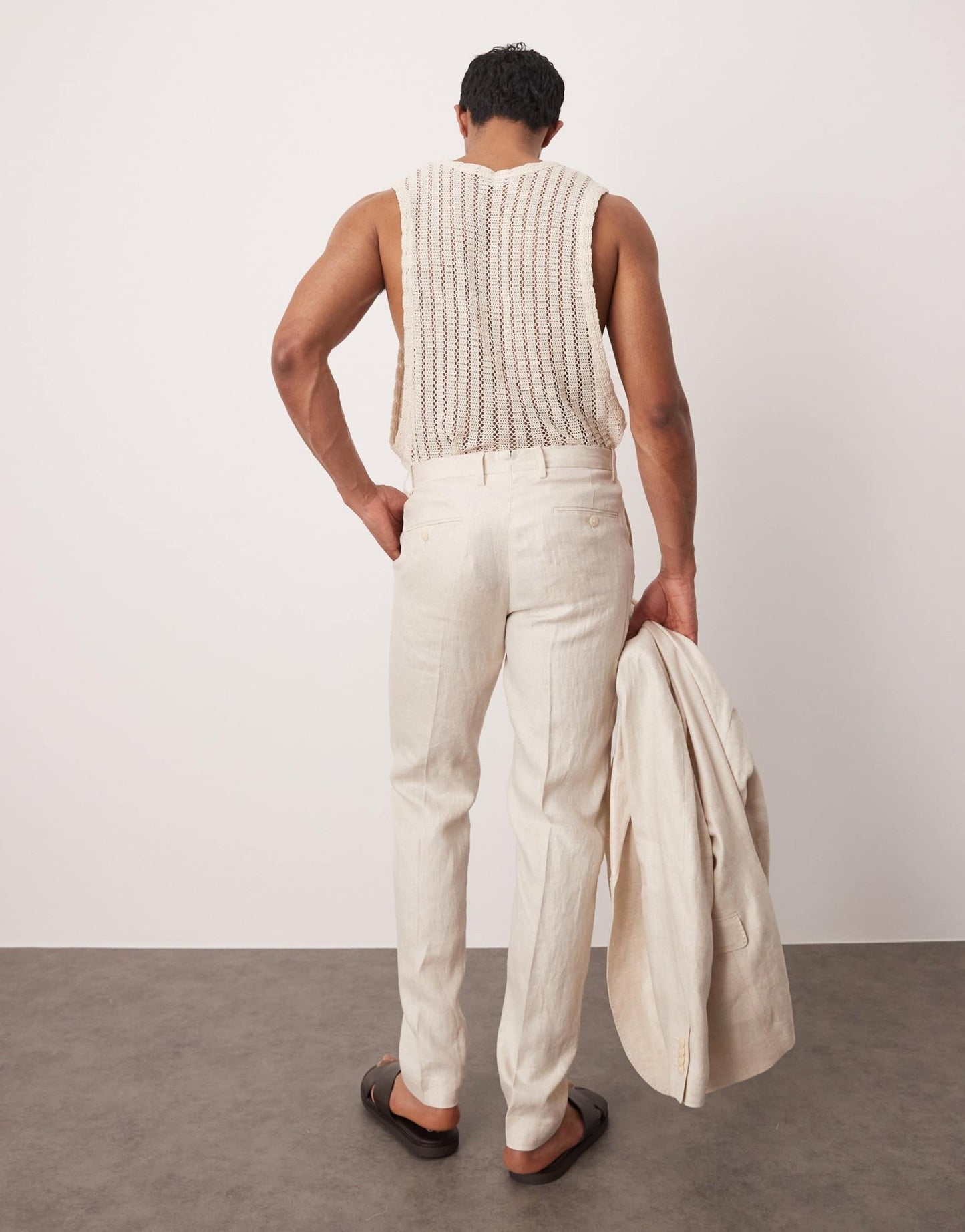 Mango flax linen tailored trouser co - ord in light beige - ASOS Sample Sale