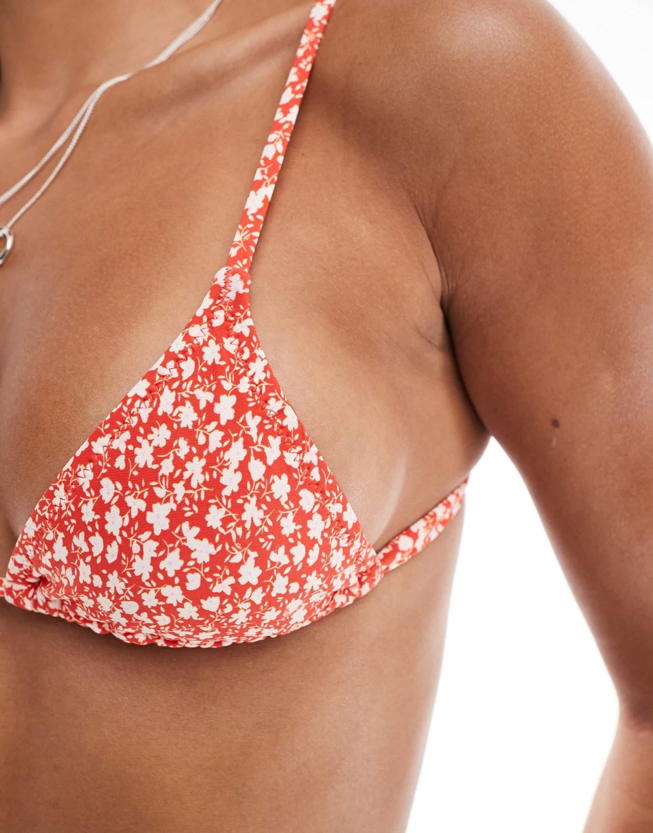Mango floral print triangle bikini top in red and white - ASOS Sample Sale