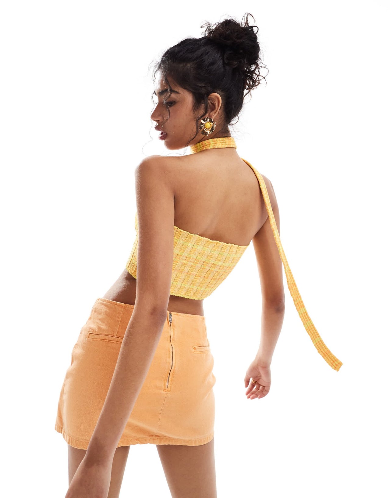 Mango halter knit crop top in yellow - ASOS Sample Sale