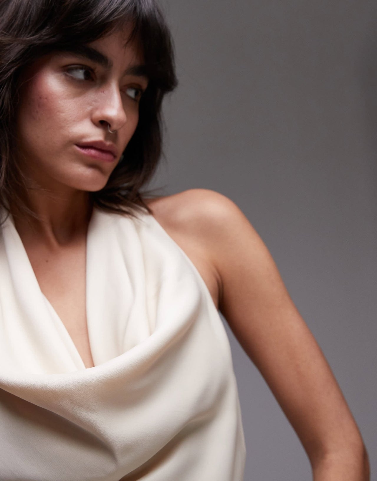 Mango halterneck slinky mini dress in white - ASOS Sample Sale