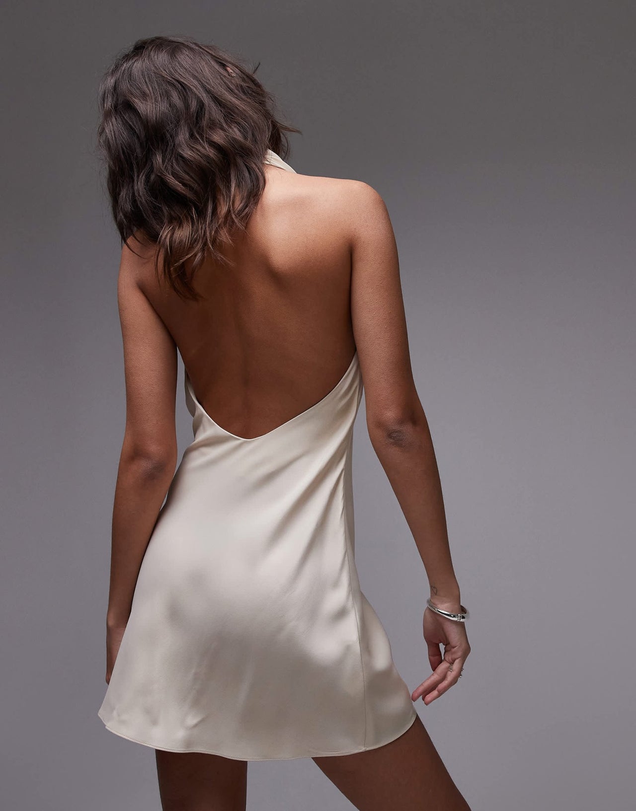 Mango halterneck slinky mini dress in white - ASOS Sample Sale