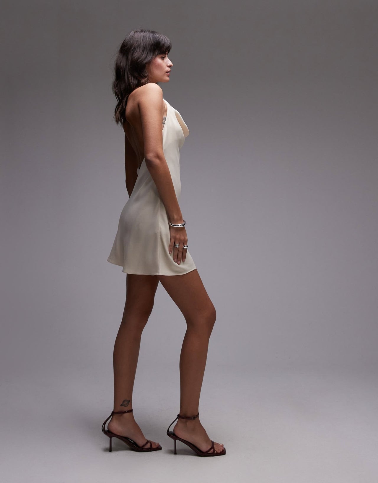 Mango halterneck slinky mini dress in white - ASOS Sample Sale