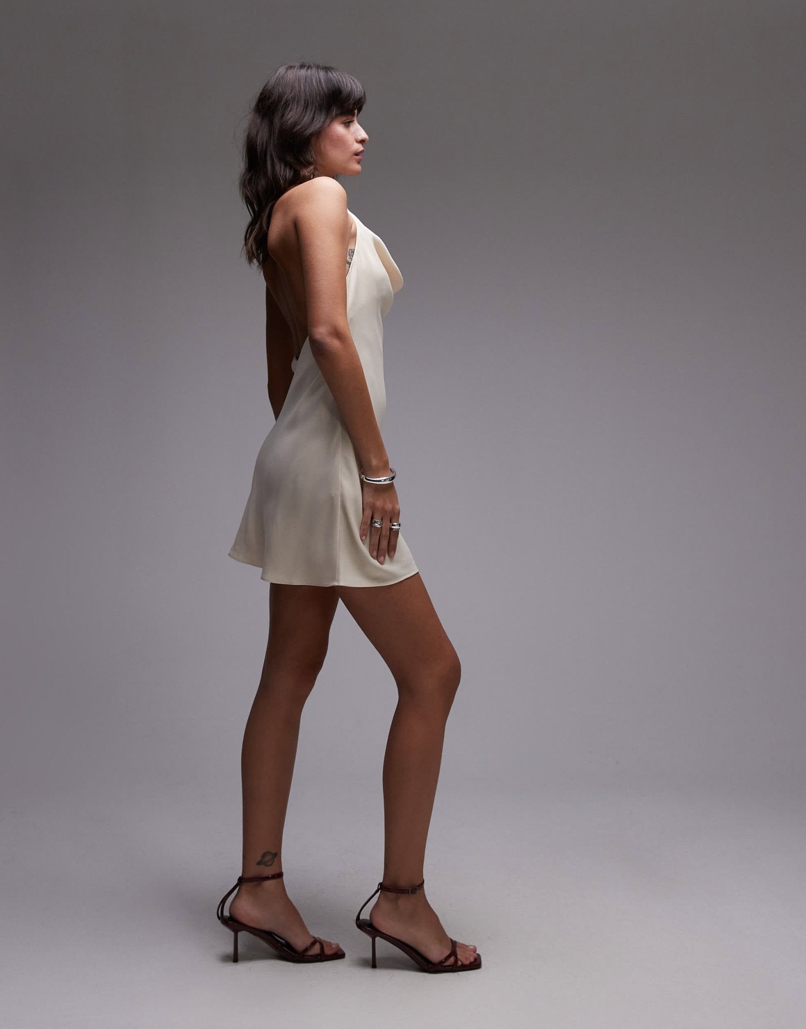 Mango halterneck slinky mini dress in white - ASOS Sample Sale