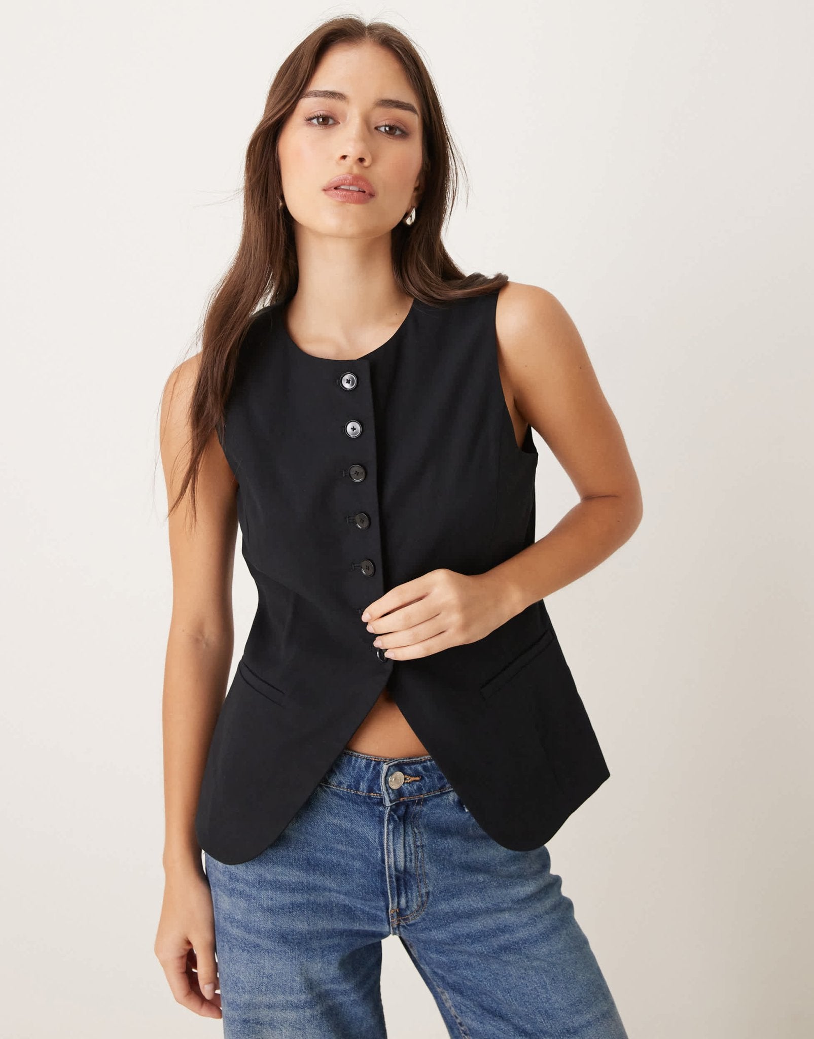 Mango high neck tailored waistcoat co-ord in black - ASOS Sample Sale