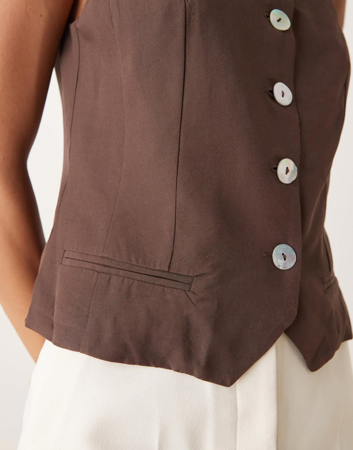 Mango high neck waistcoat in brown - ASOS Sample Sale