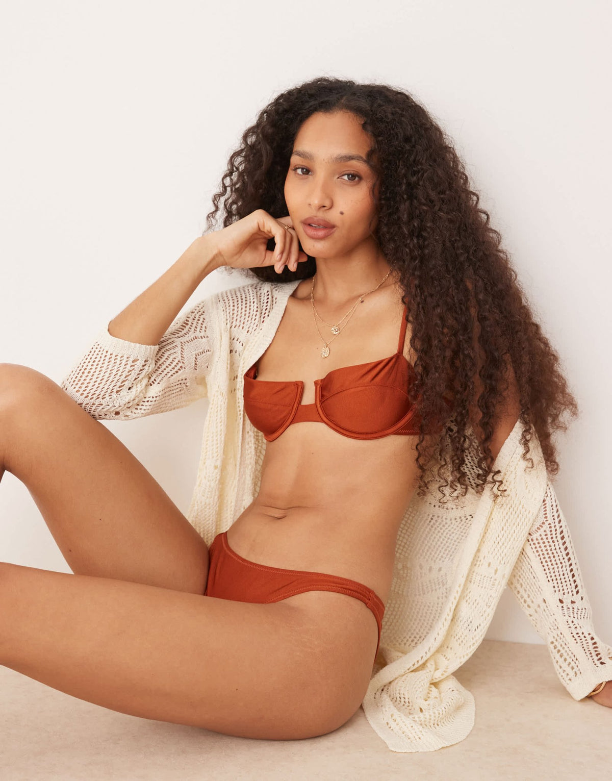 Mango high rise bikini bottom in bronze- ADA - ASOS Sample Sale