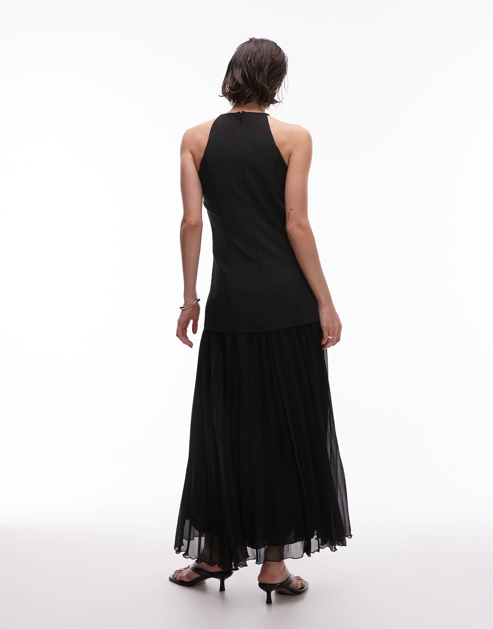 Mango hybrid maxi dress with pleat hem in black - ASOS Sample Sale