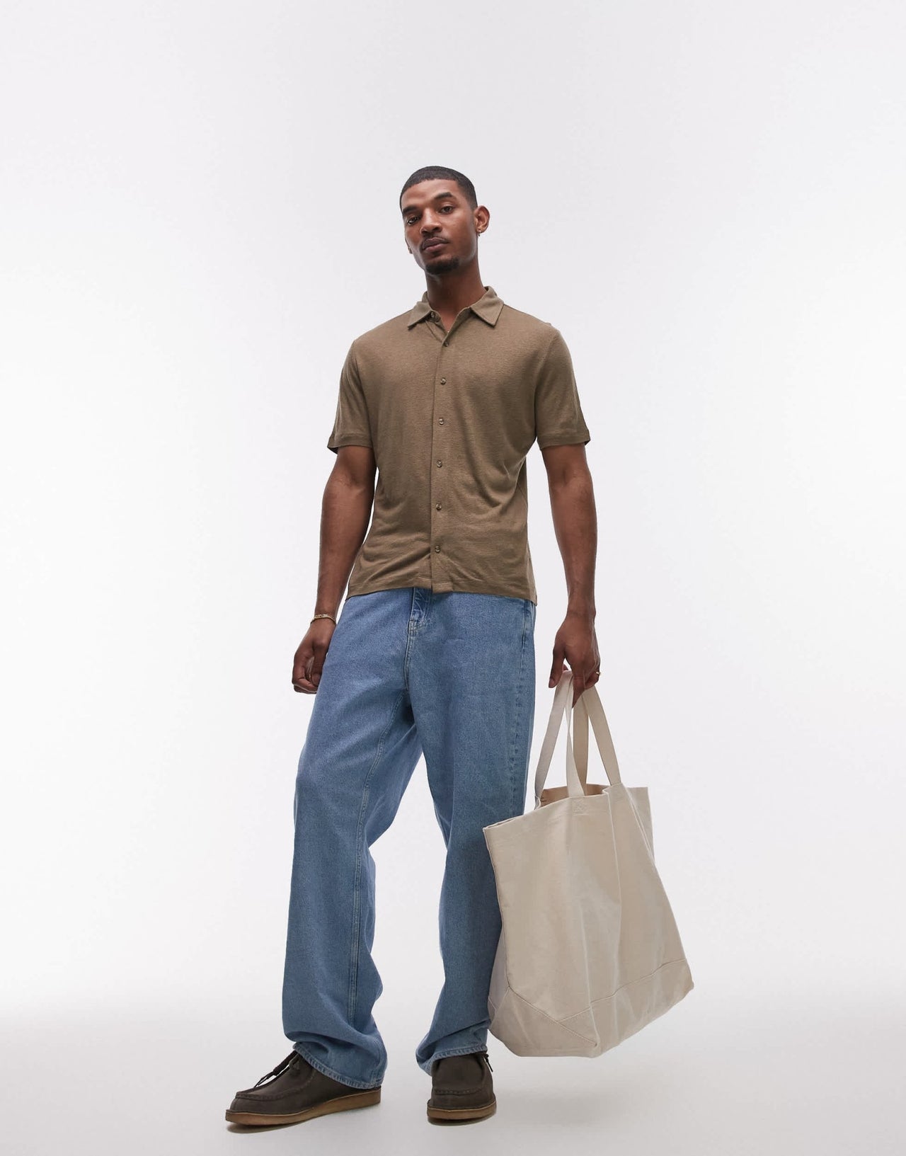 Mango jersey shirt in beige - ASOS Sample Sale