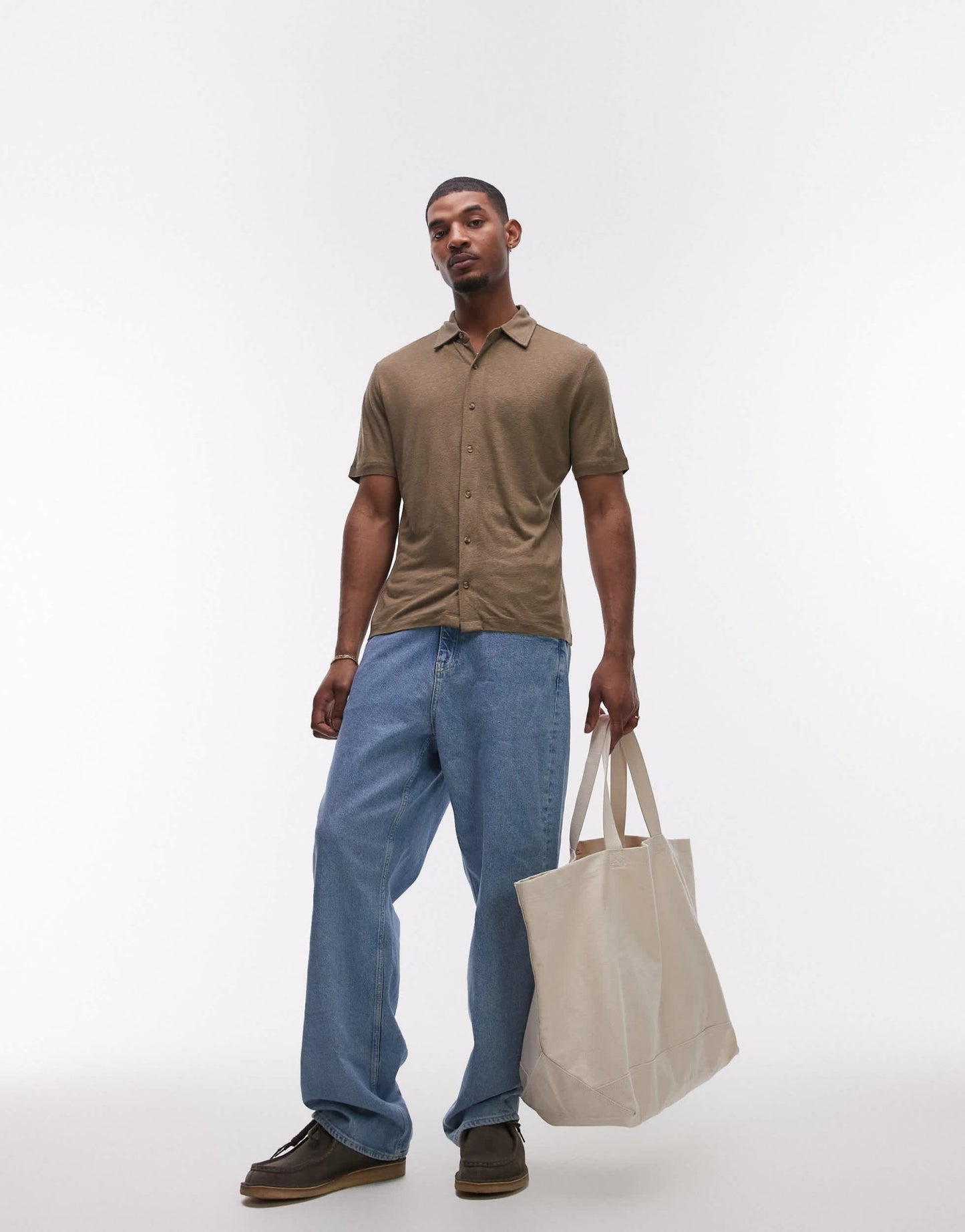Mango jersey shirt in beige - ASOS Sample Sale