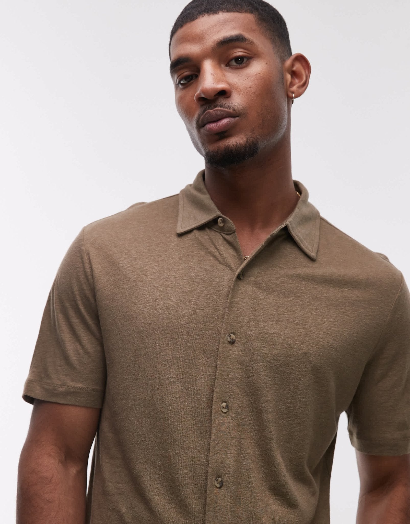 Mango jersey shirt in beige - ASOS Sample Sale