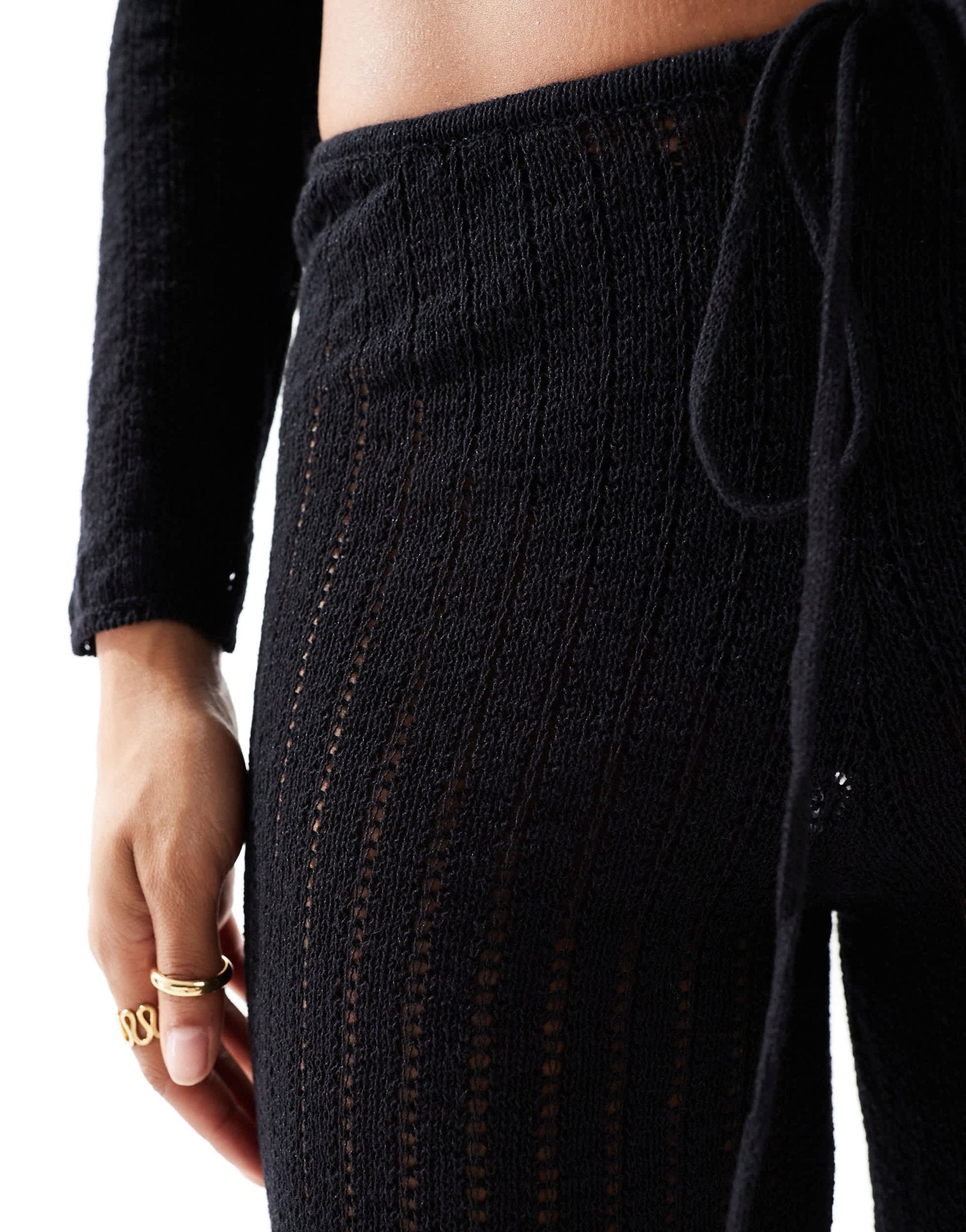 Mango knitted flare co - ord trousers in black - ASOS Sample Sale