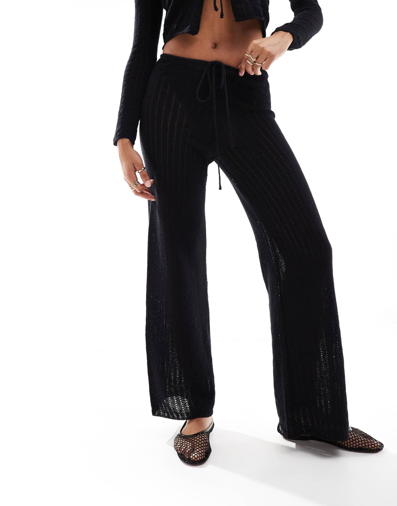 Mango knitted flare co - ord trousers in black - ASOS Sample Sale