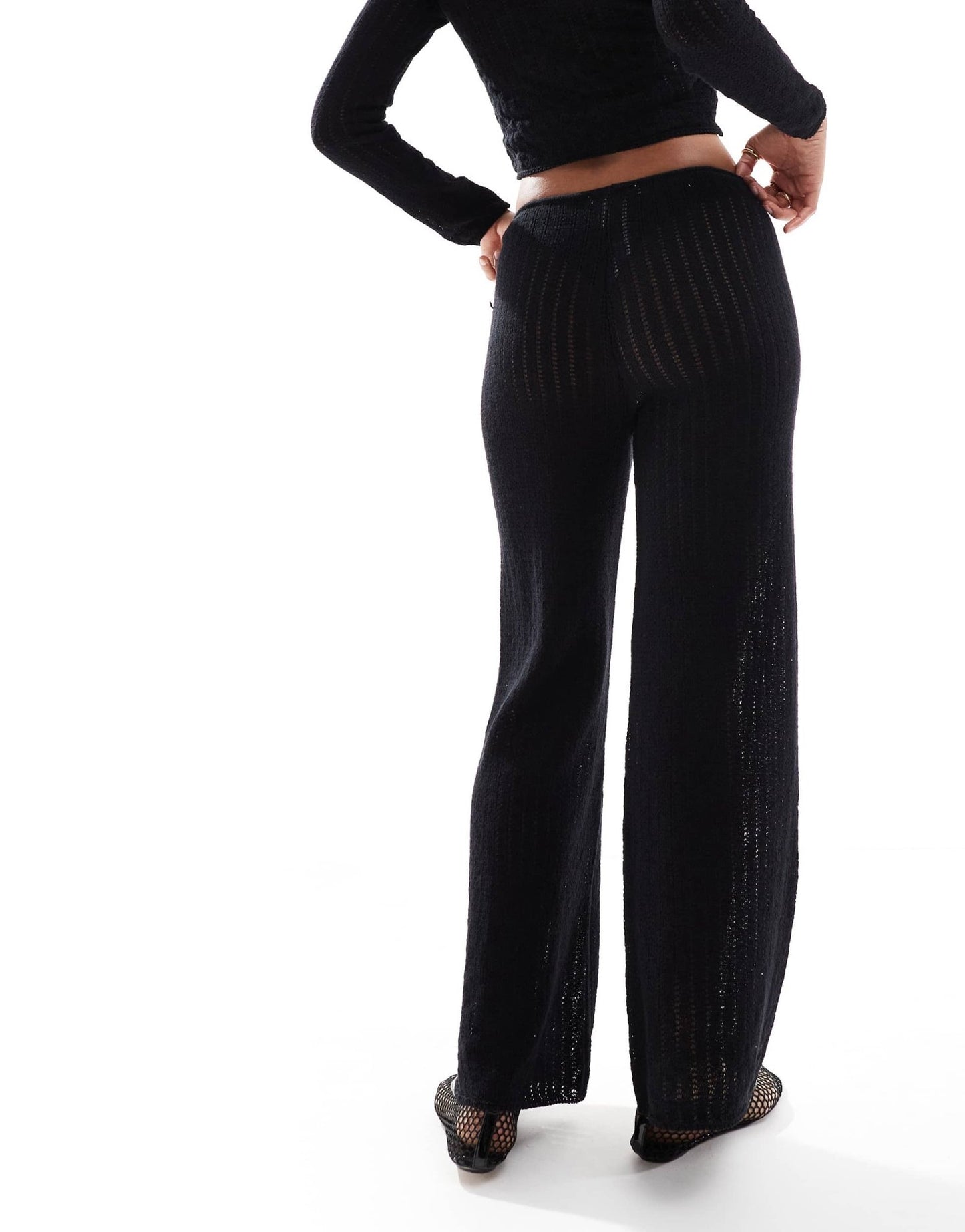 Mango knitted flare co - ord trousers in black - ASOS Sample Sale