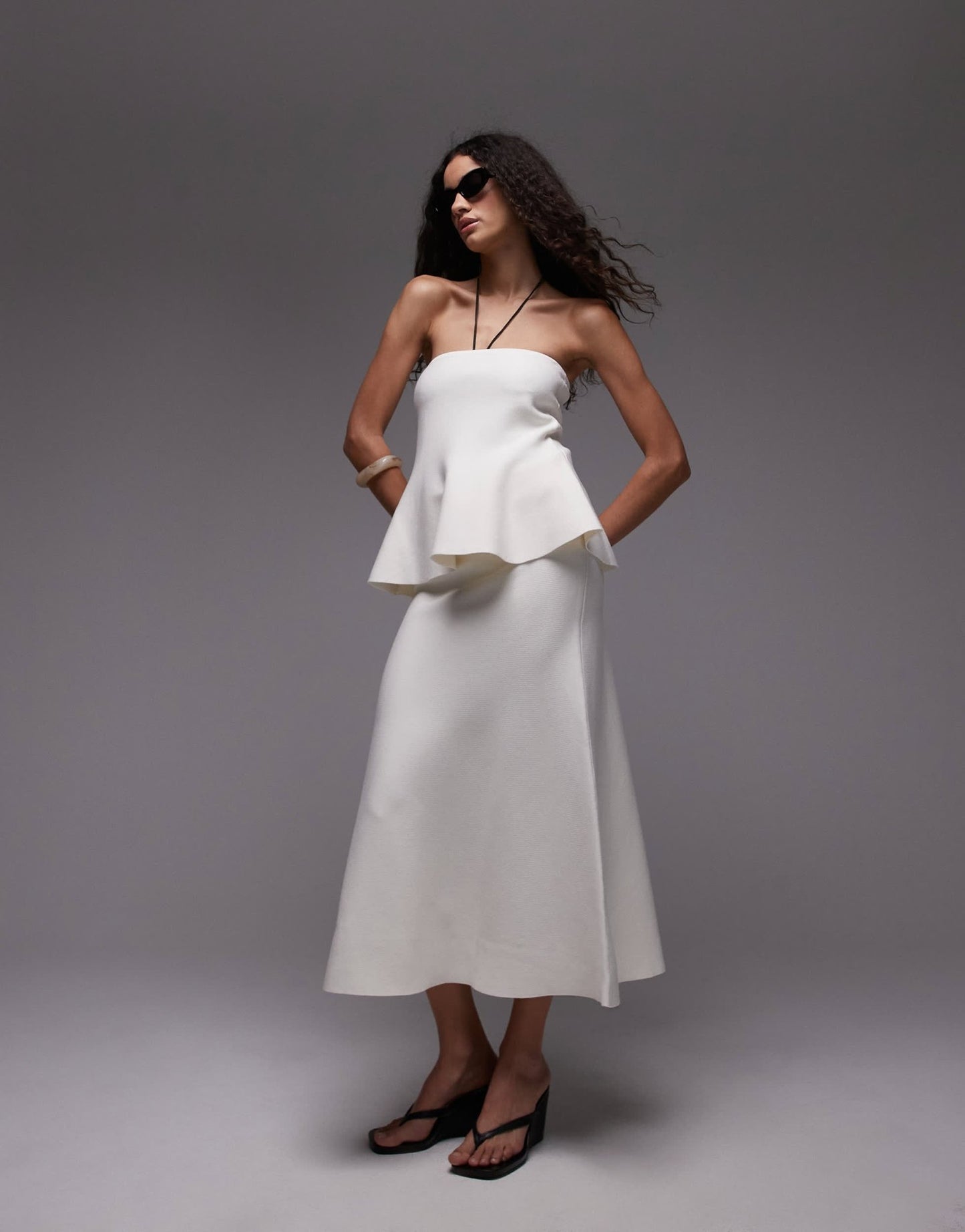 Mango knitted midi skirt co - ord in white - ASOS Sample Sale