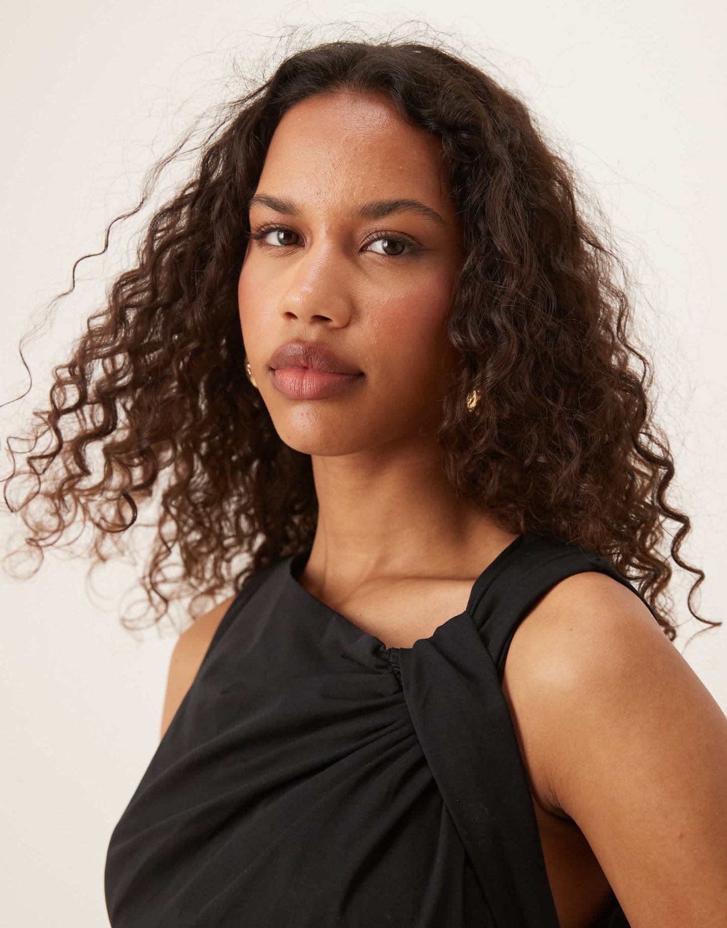 Mango knotted shoulder detail woven jumpsuit in black - ASOS Sample Sale