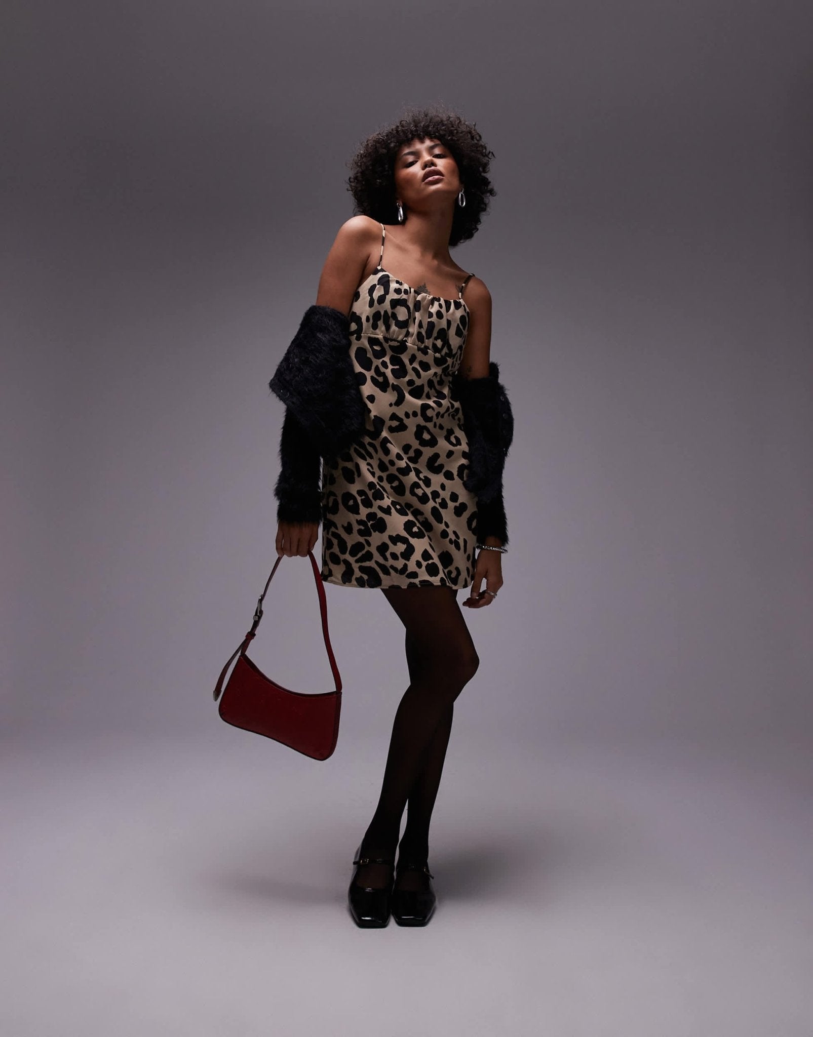Mango leopard print cami mini dress in brown - ASOS Sample Sale