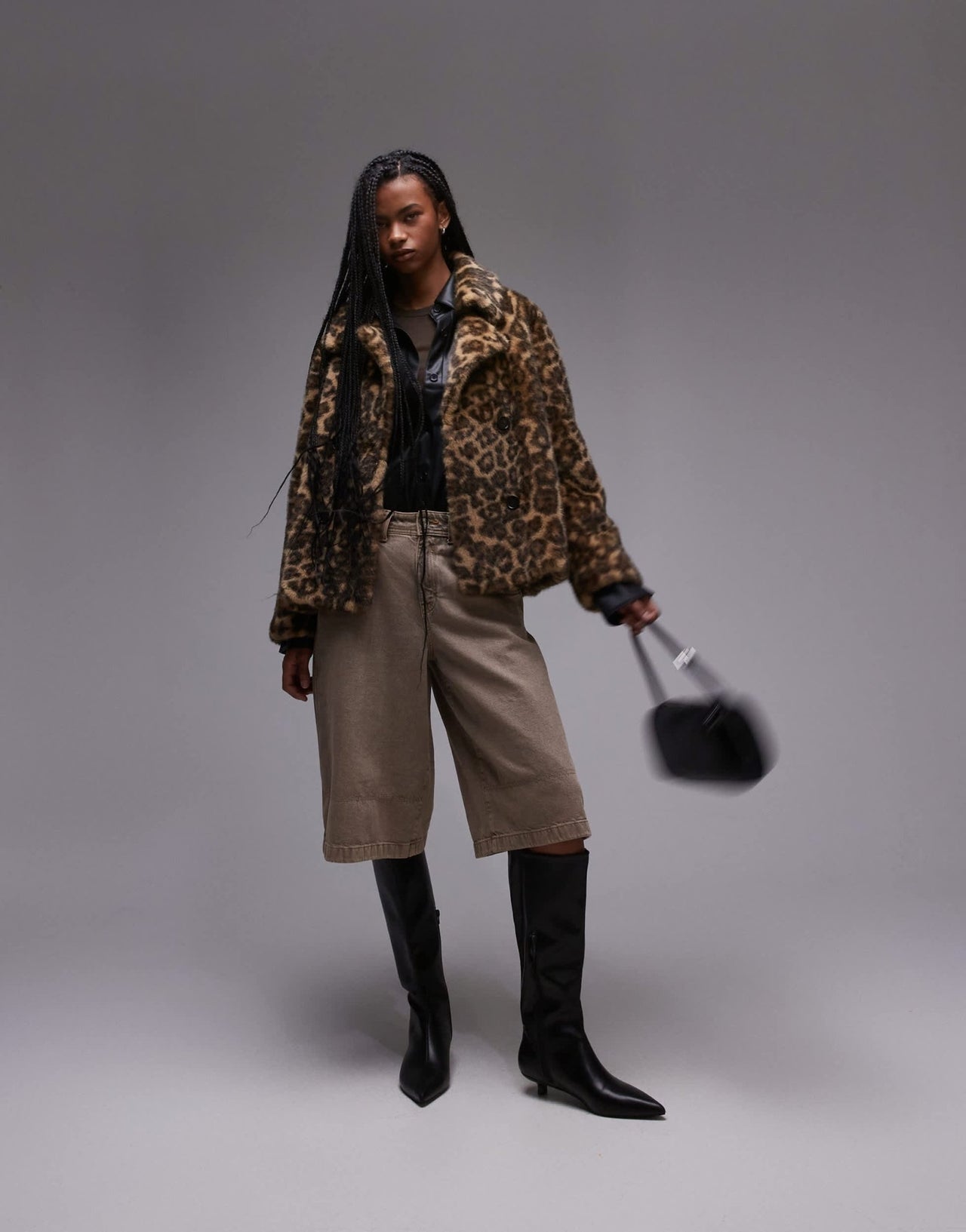 Mango leopard print fur jacket in brown - ASOS Sample Sale