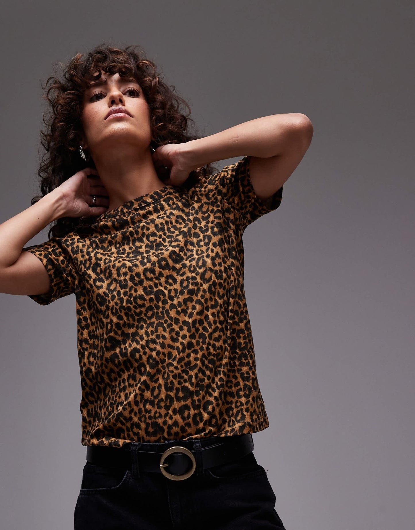 Mango leopard print t-shirt in brown - ASOS Sample Sale