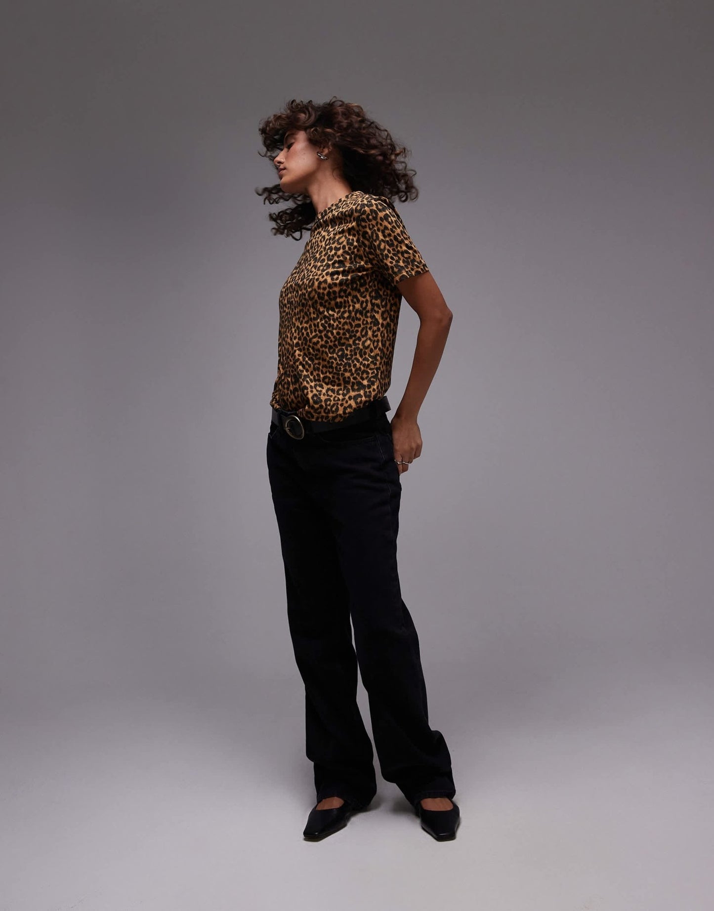Mango leopard print t-shirt in brown - ASOS Sample Sale
