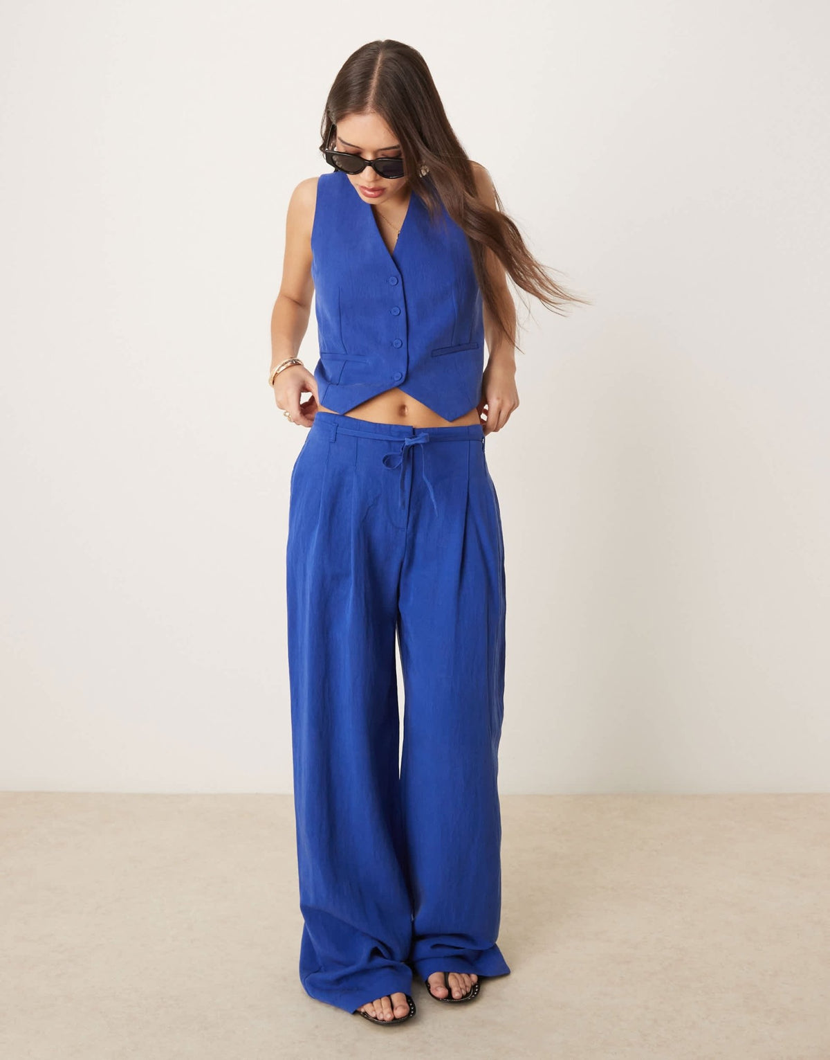 Mango light weight waistcoat co-ord in cobalt - ASOS Sample Sale