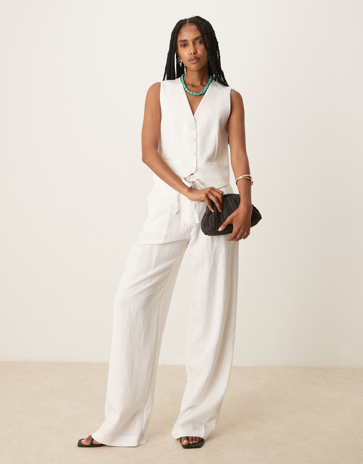 Mango light weight waistcoat co-ord in white - ASOS Sample Sale