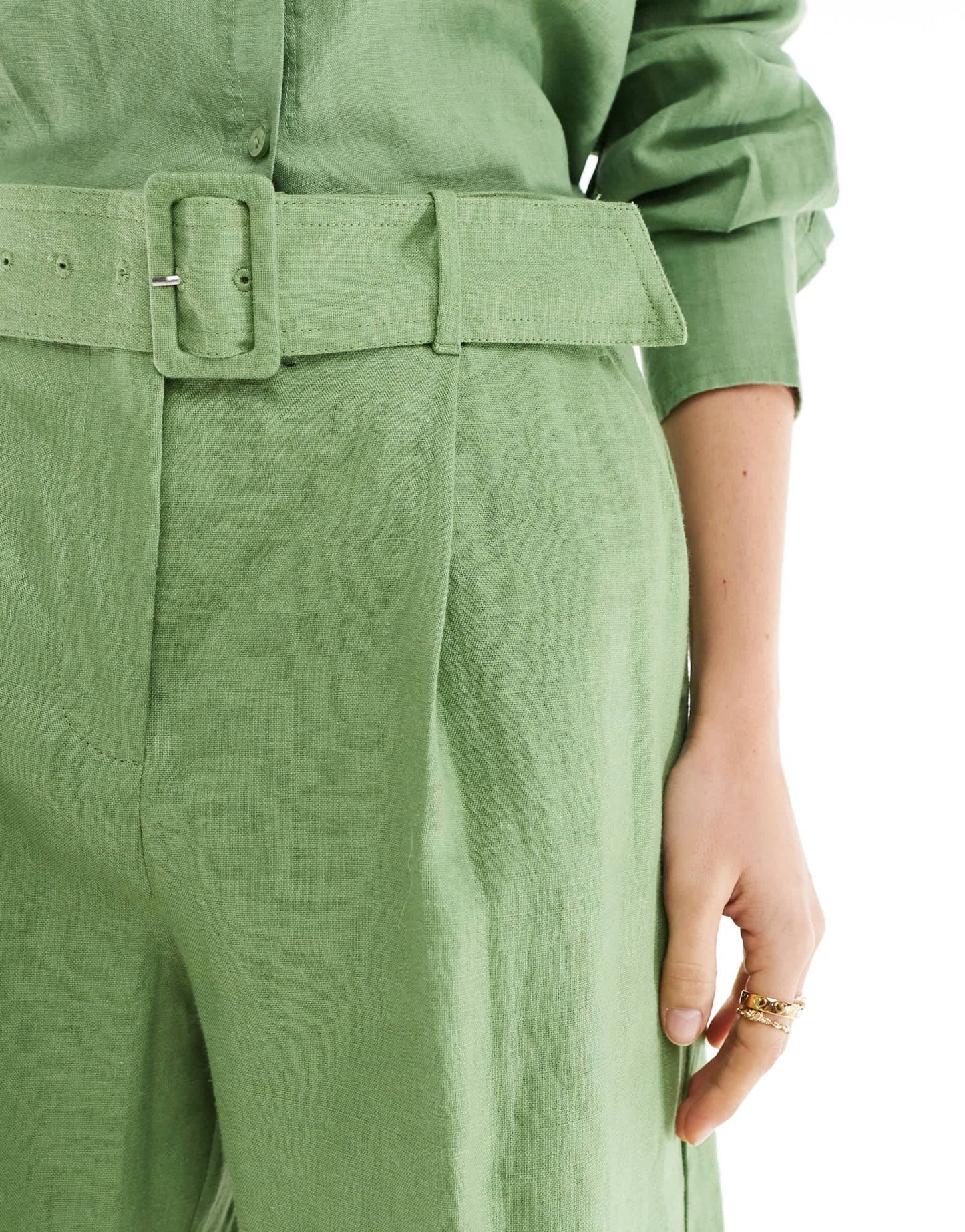 Mango linen co - ord shorts in light green - ASOS Sample Sale