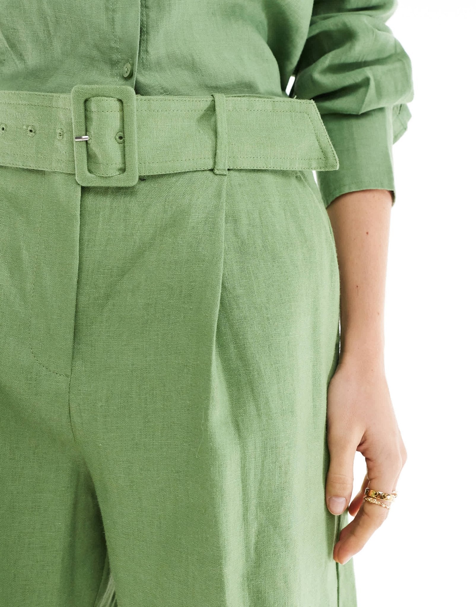 Mango linen co - ord shorts in light green - ASOS Sample Sale