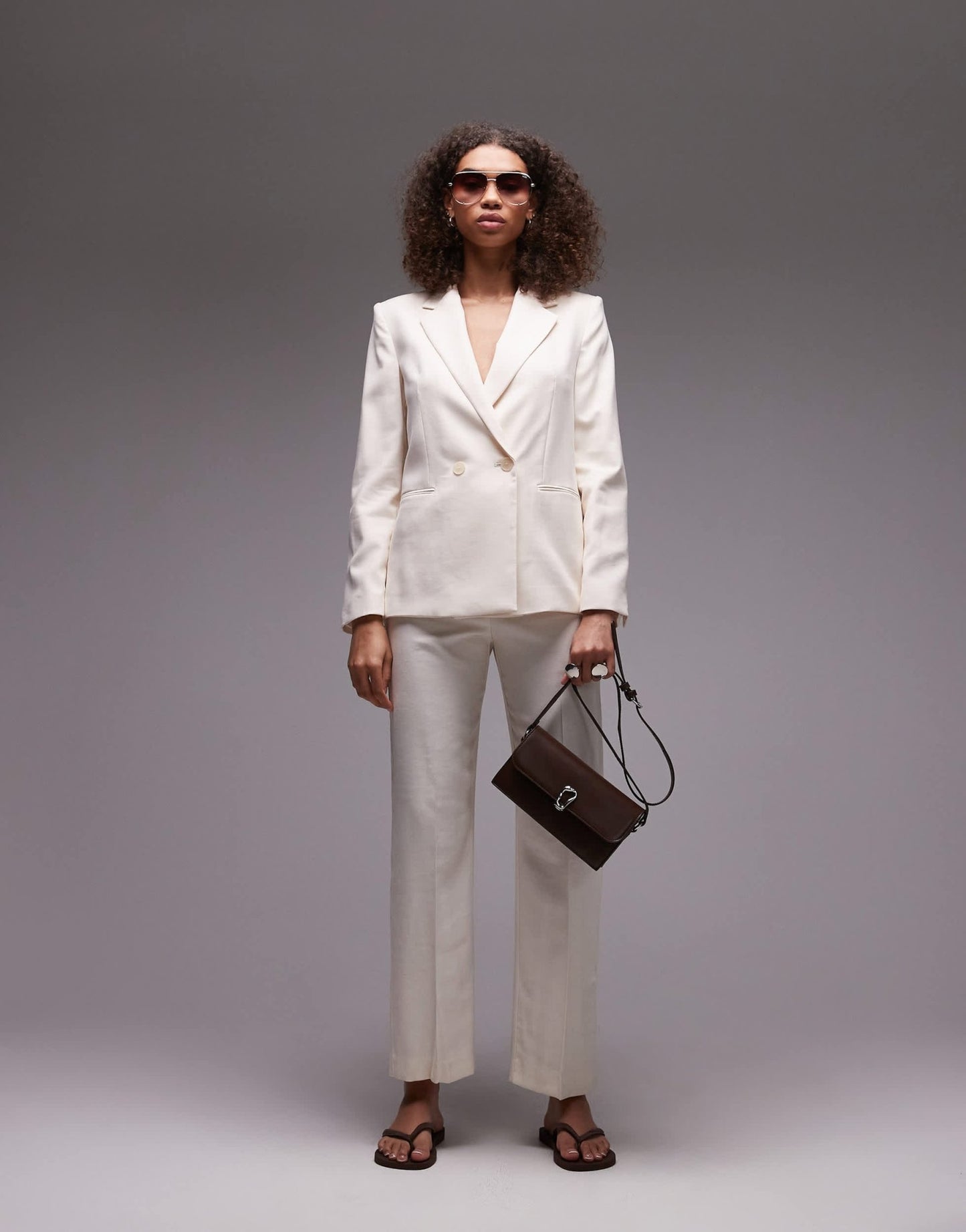 Mango linen look blazer co - ord in beige - ASOS Sample Sale