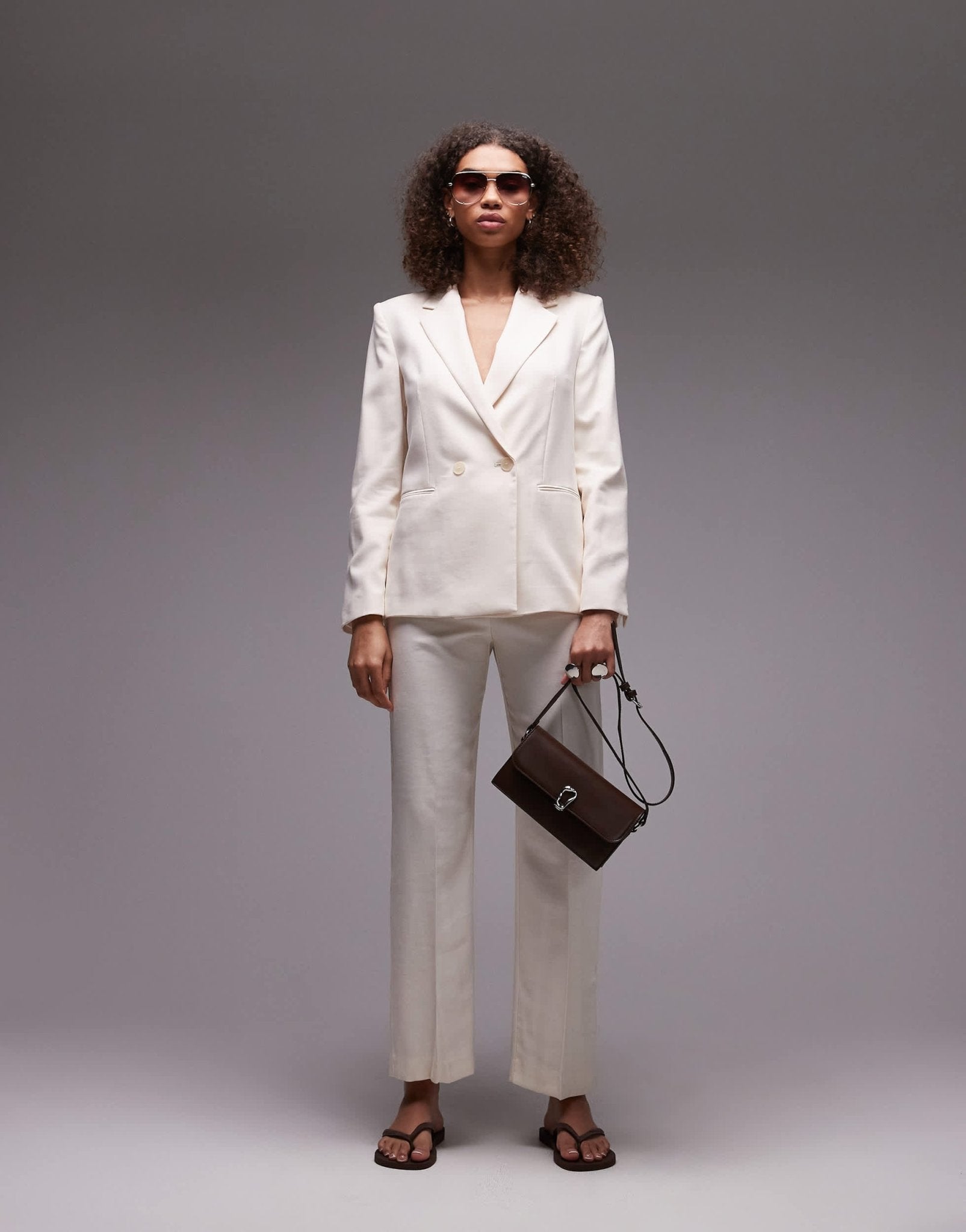 Mango linen look blazer co - ord in beige - ASOS Sample Sale