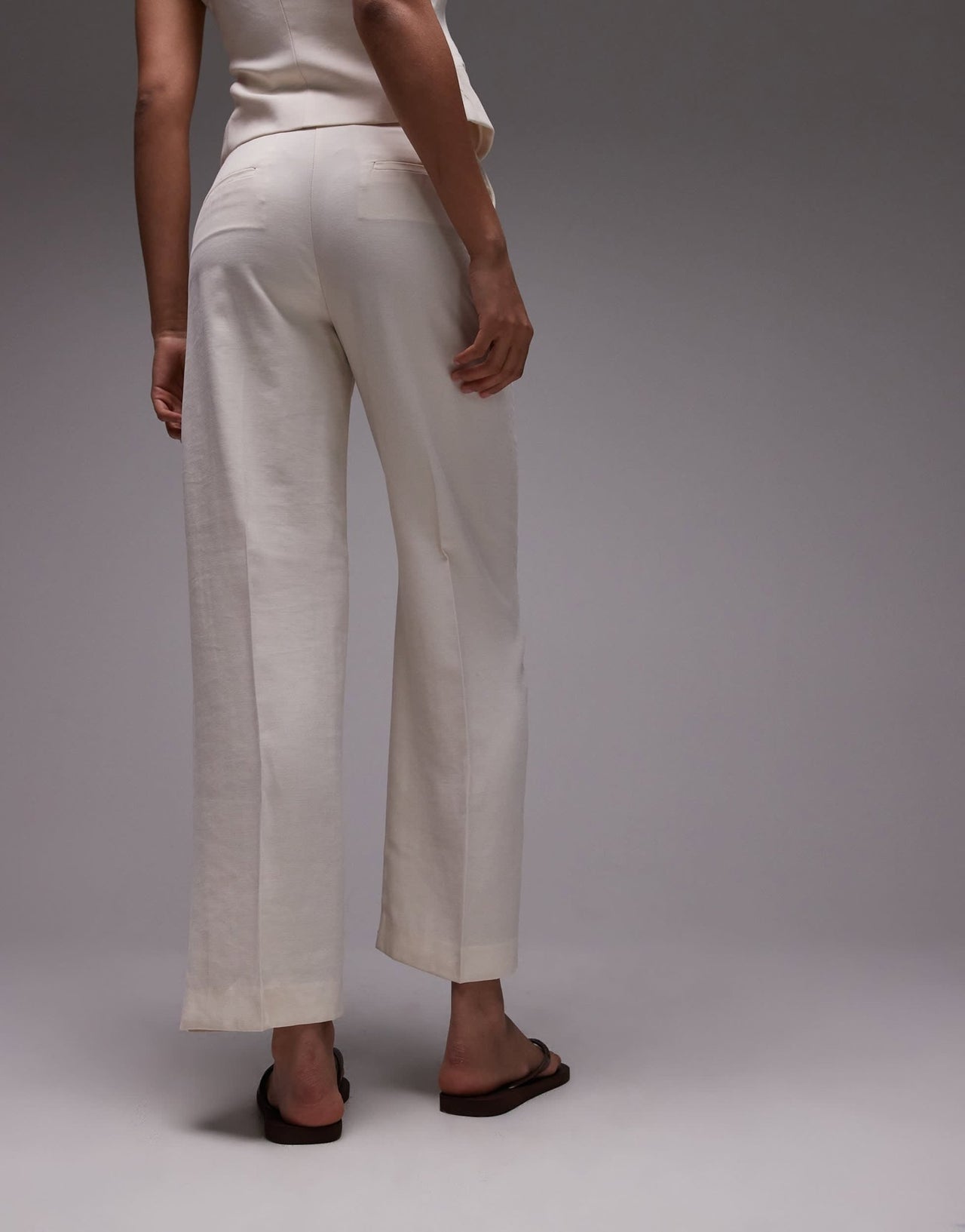 Mango linen look tailored trouser co - ord in beige - ASOS Sample Sale