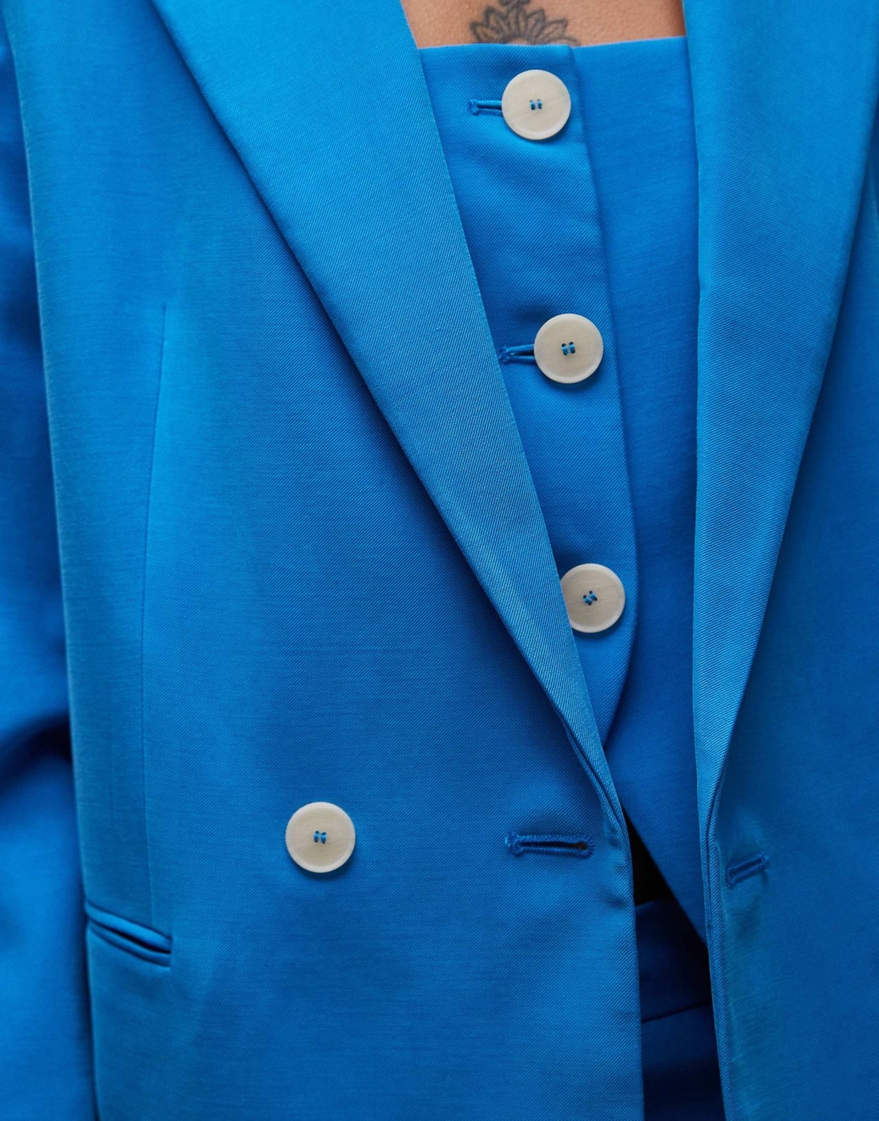Mango linen mix blazer co - ord in blue - ASOS Sample Sale