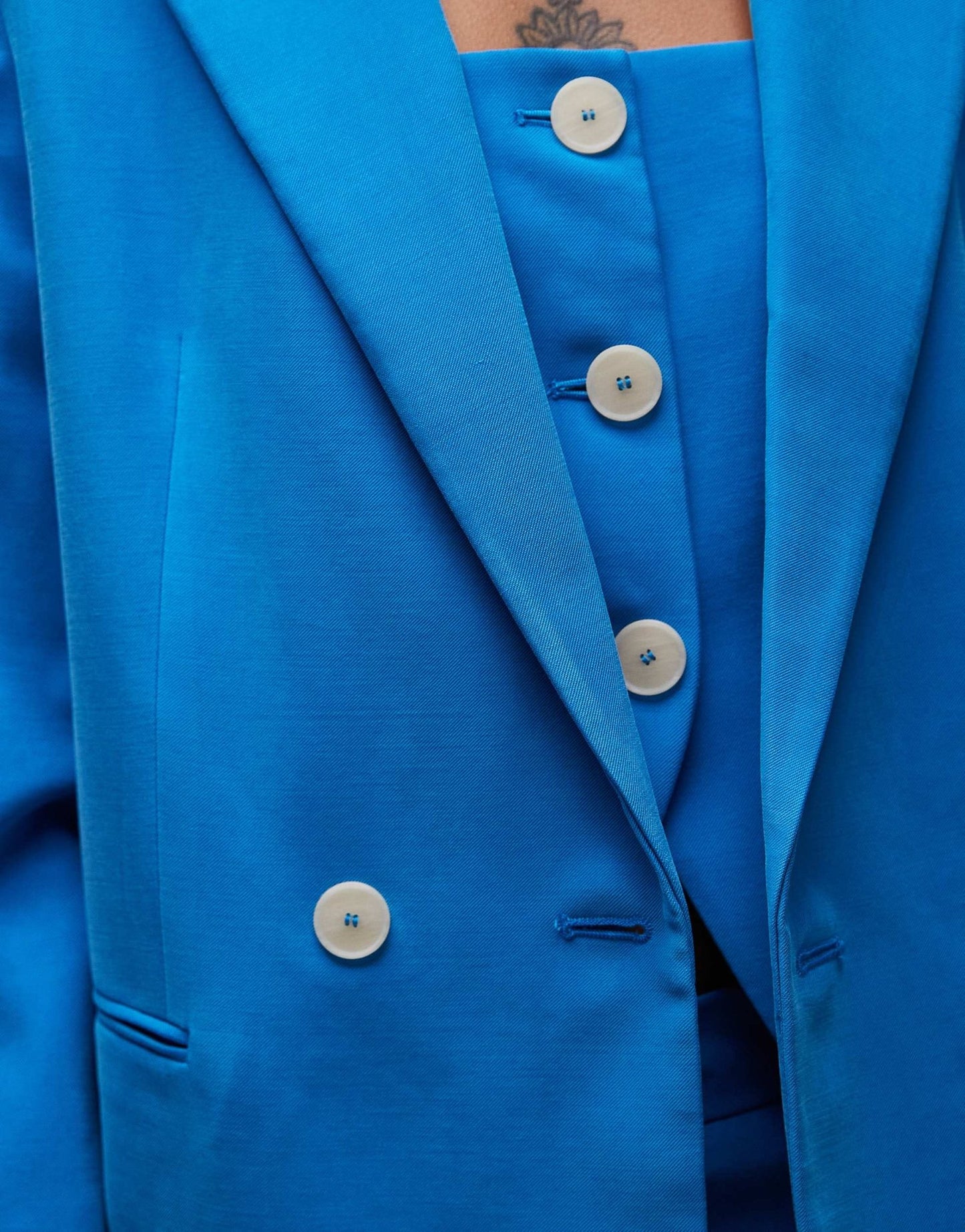 Mango linen mix blazer co - ord in blue - ASOS Sample Sale