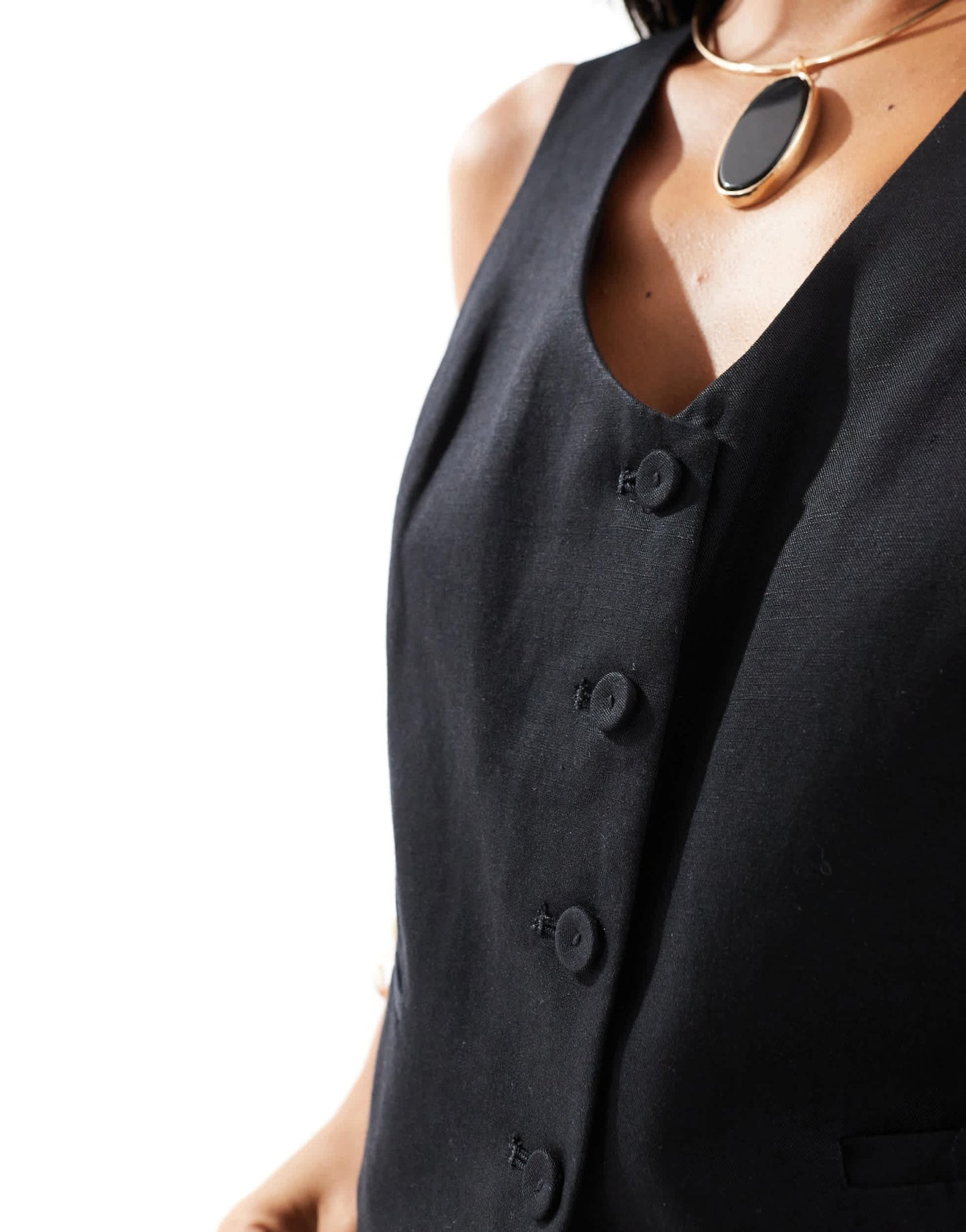 Mango linen mix co - ord waistcoat in black - ASOS Sample Sale
