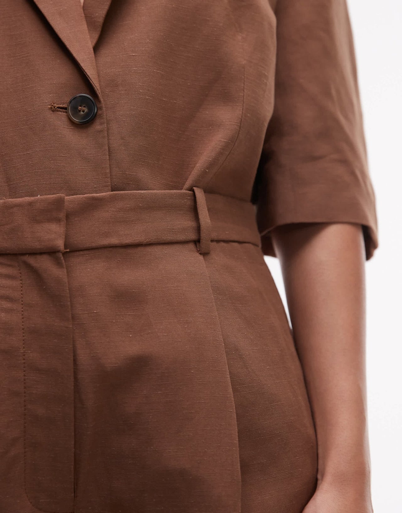 Mango linen mix longline bermuda short co - ord in brown - ASOS Sample Sale
