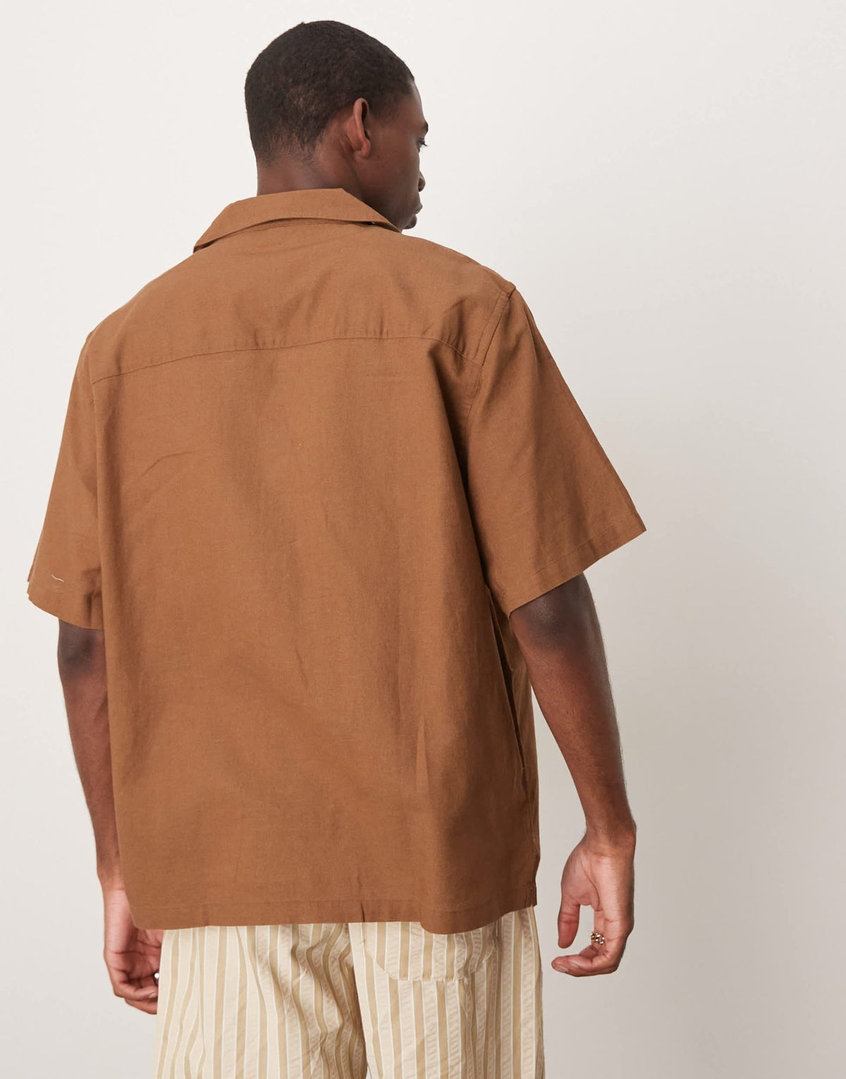 Mango linen mix relaxed fit shirt in brown - ASOS Sample Sale