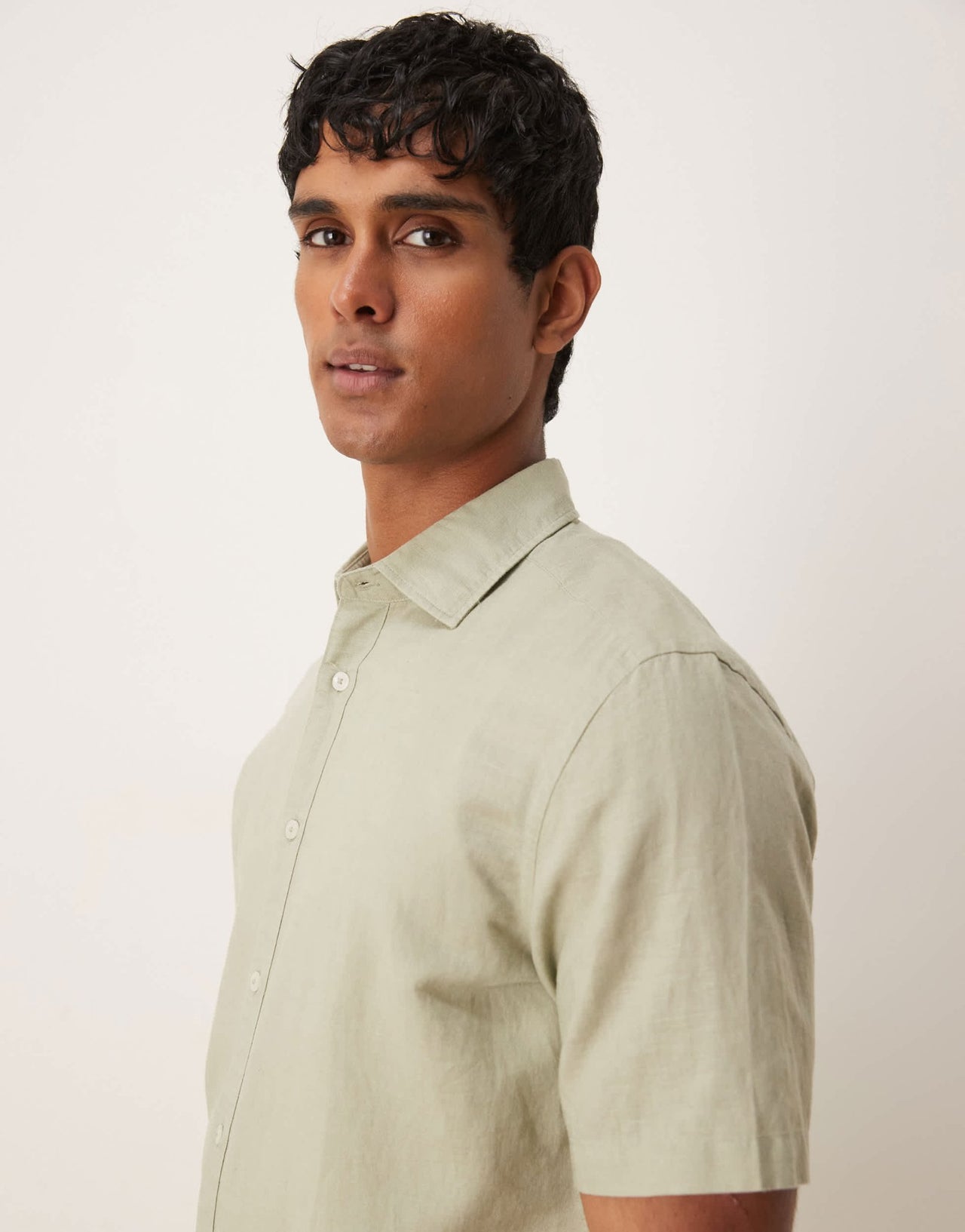 Mango linen mix shirt in light green - ASOS Sample Sale