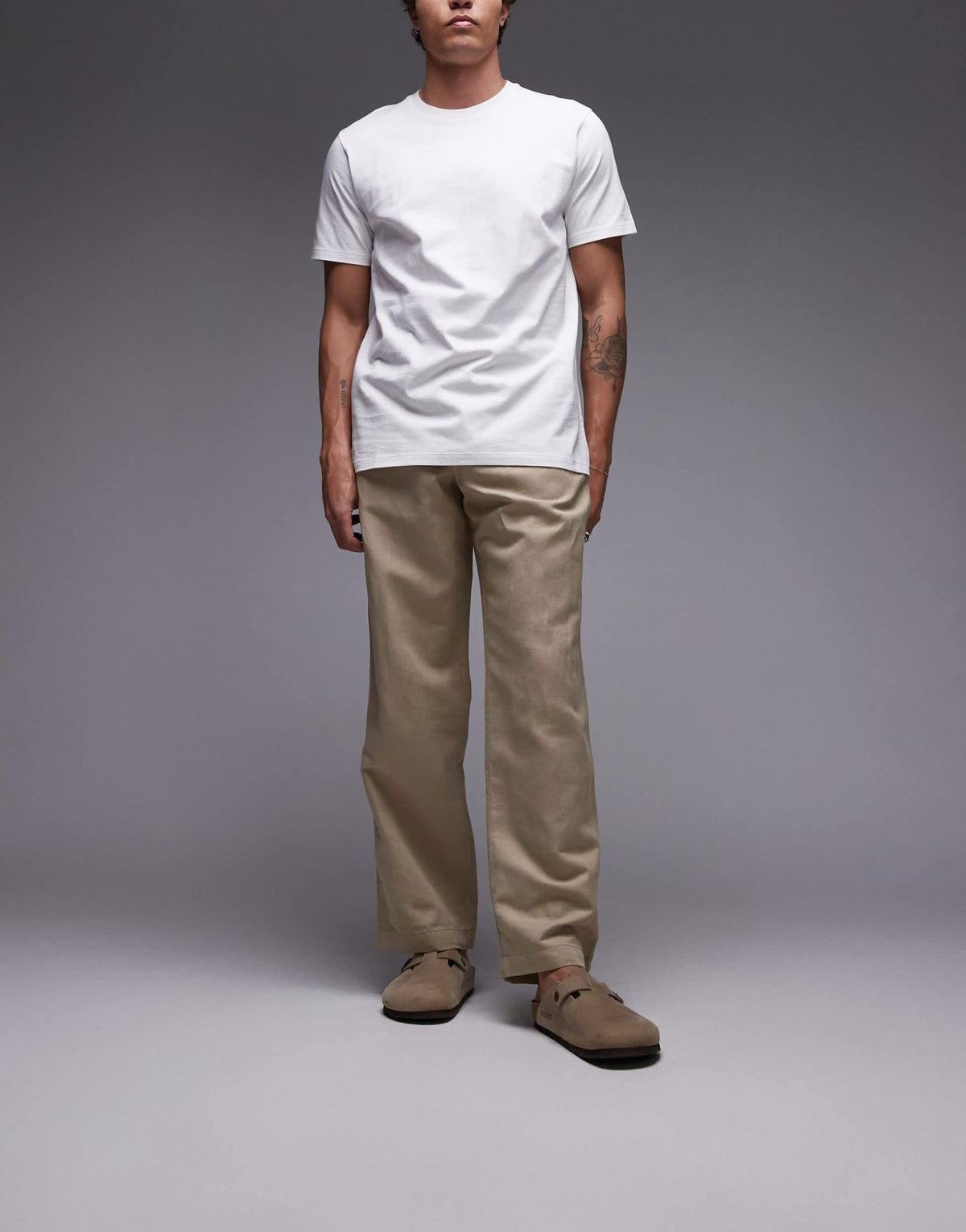 Mango linen mix straight leg trouser in beige - ASOS Sample Sale