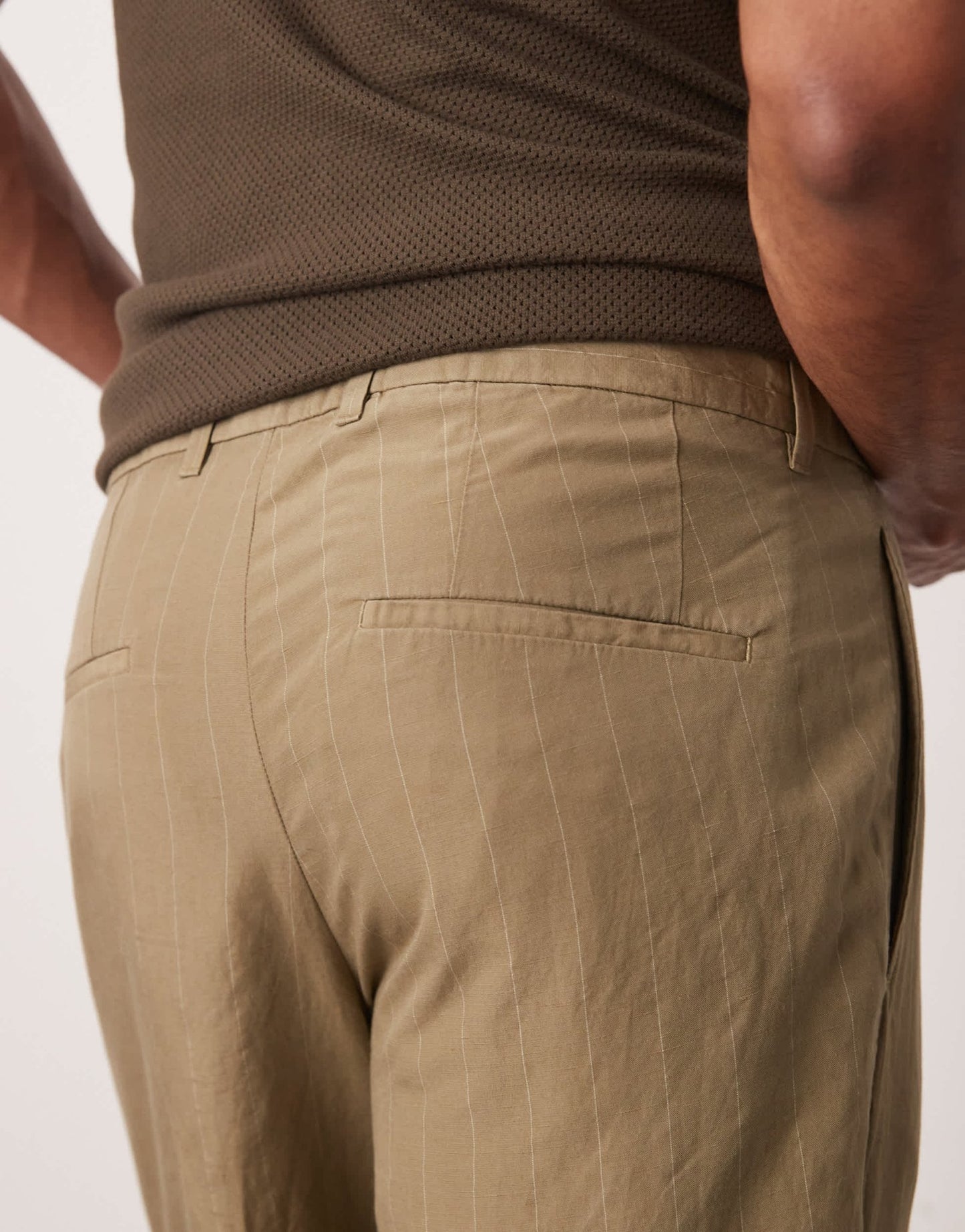 Mango linen mix thin pinstripe trousers in brown - ASOS Sample Sale