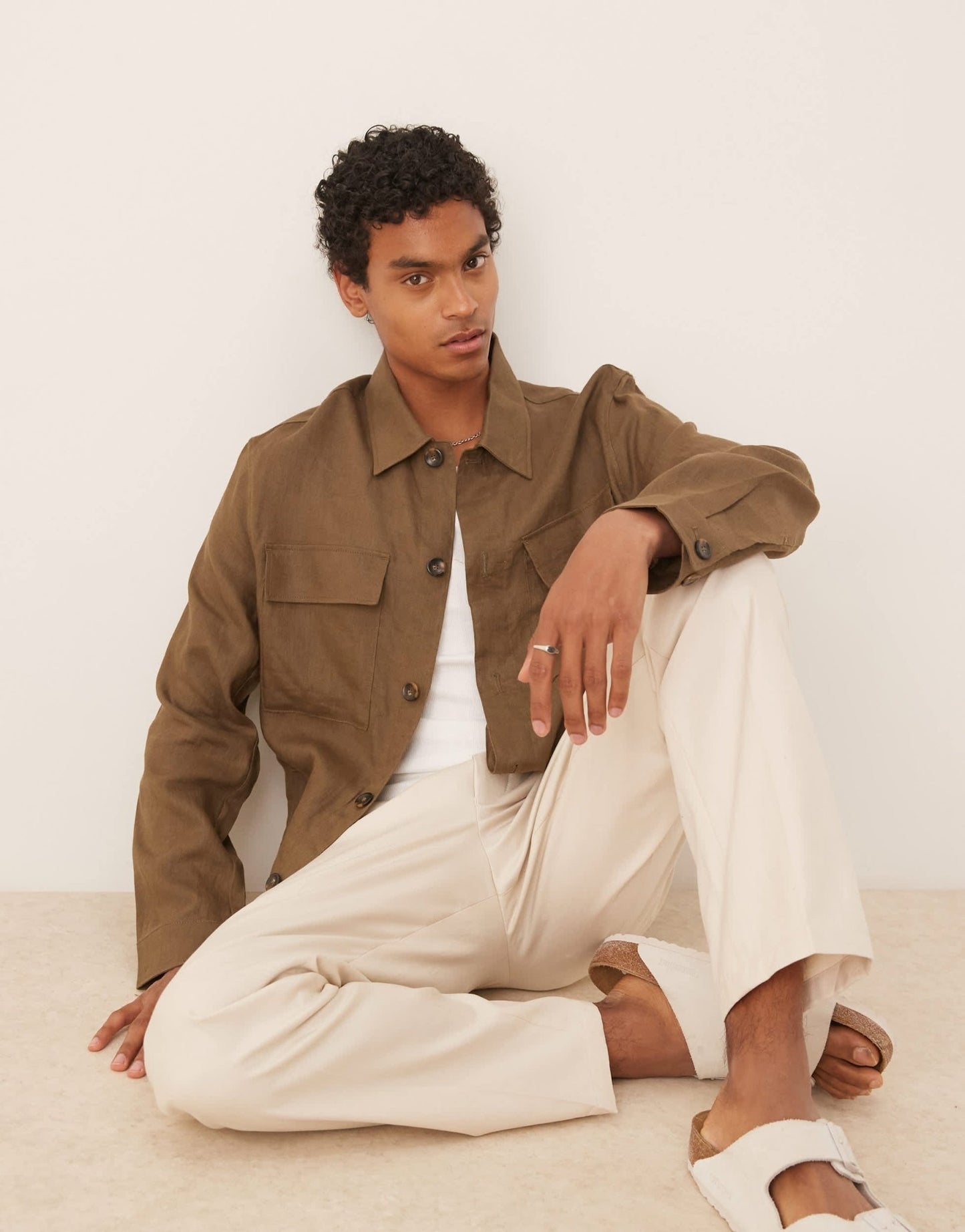 Mango linen shacket in brown - ASOS Sample Sale